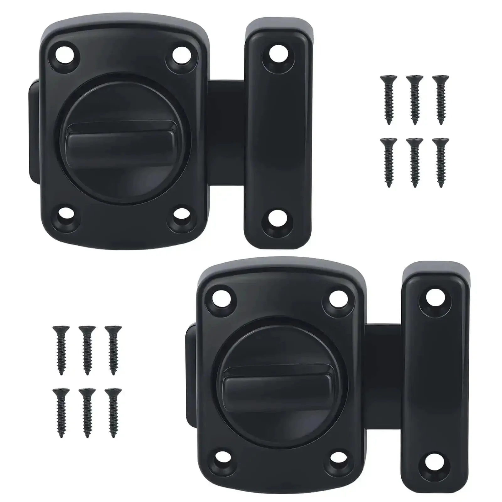 Two Pack Heavy Duty Rotating Bolt Latch With 180 Degree Double Sided Security Slide Lock, Rustproof Zinc Alloy And Steel Gate Latch For Doors, Fences, Barns, And Pet Enclosures Built Tough For All Weather Use