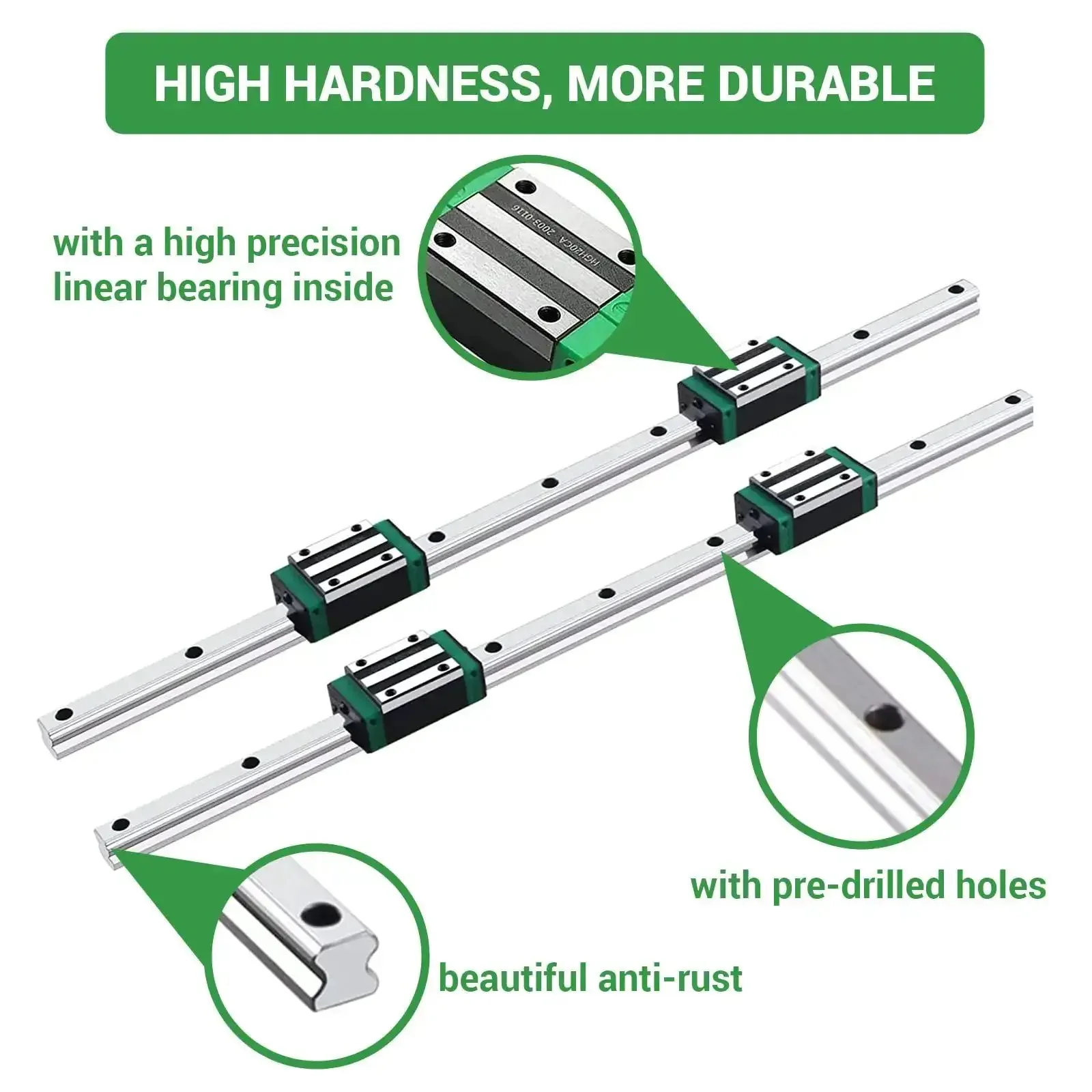 Two Pack HGR20 900mm Linear Guide Rails With Four HGH20CA Carriage Blocks For DIY CNC Routers Lathes And Mills Premium Precision Rails With Easy Mounting And Long Lasting Wear Resistant Performance Kit - Image 6