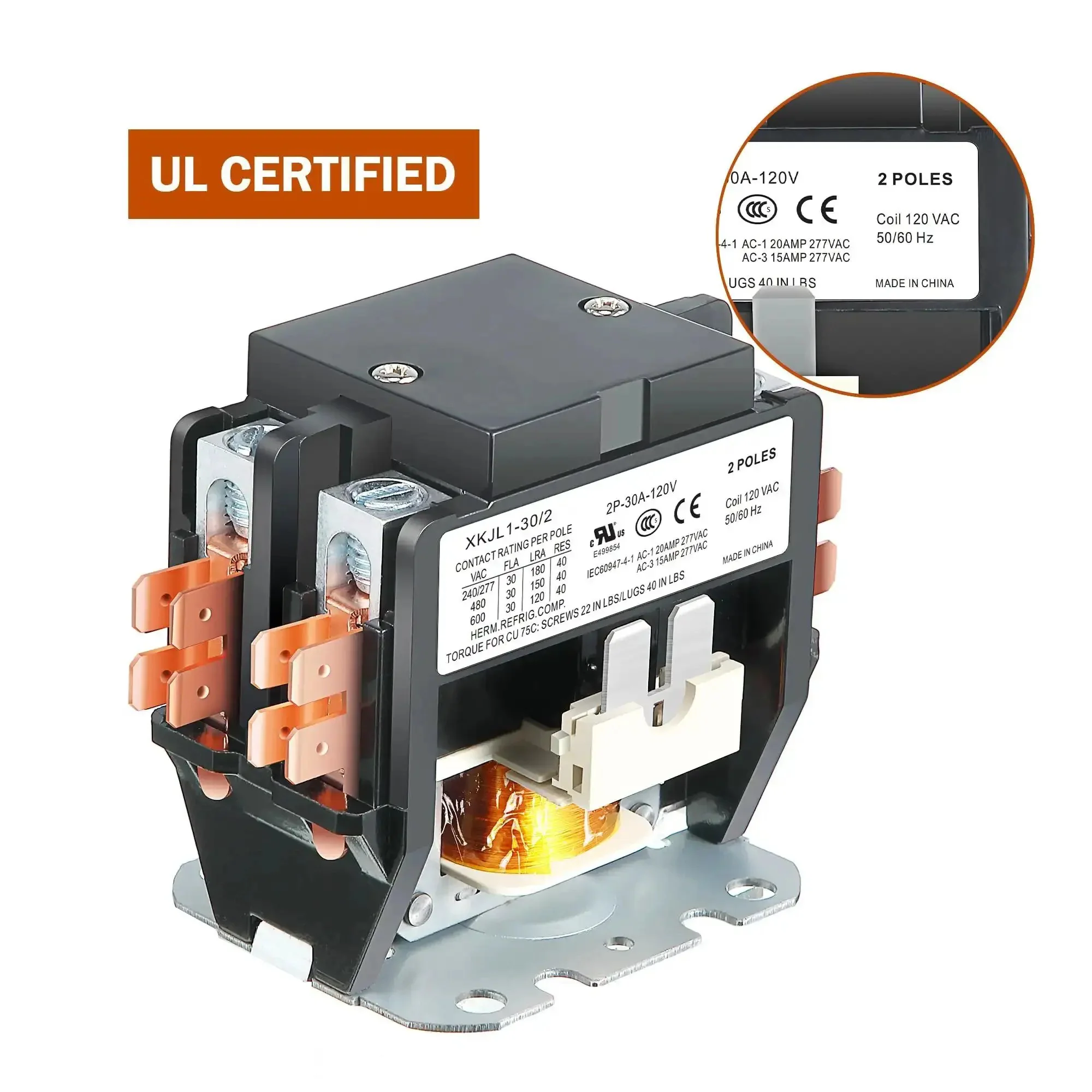 Two Pack HVAC Motor Contactor 120V 30A 2 Pole Replacement Relays Compatible With C230B For Air Conditioners Heat Pumps Refrigeration Systems Plug And Play Ready Durable Easy Fit - Image 5