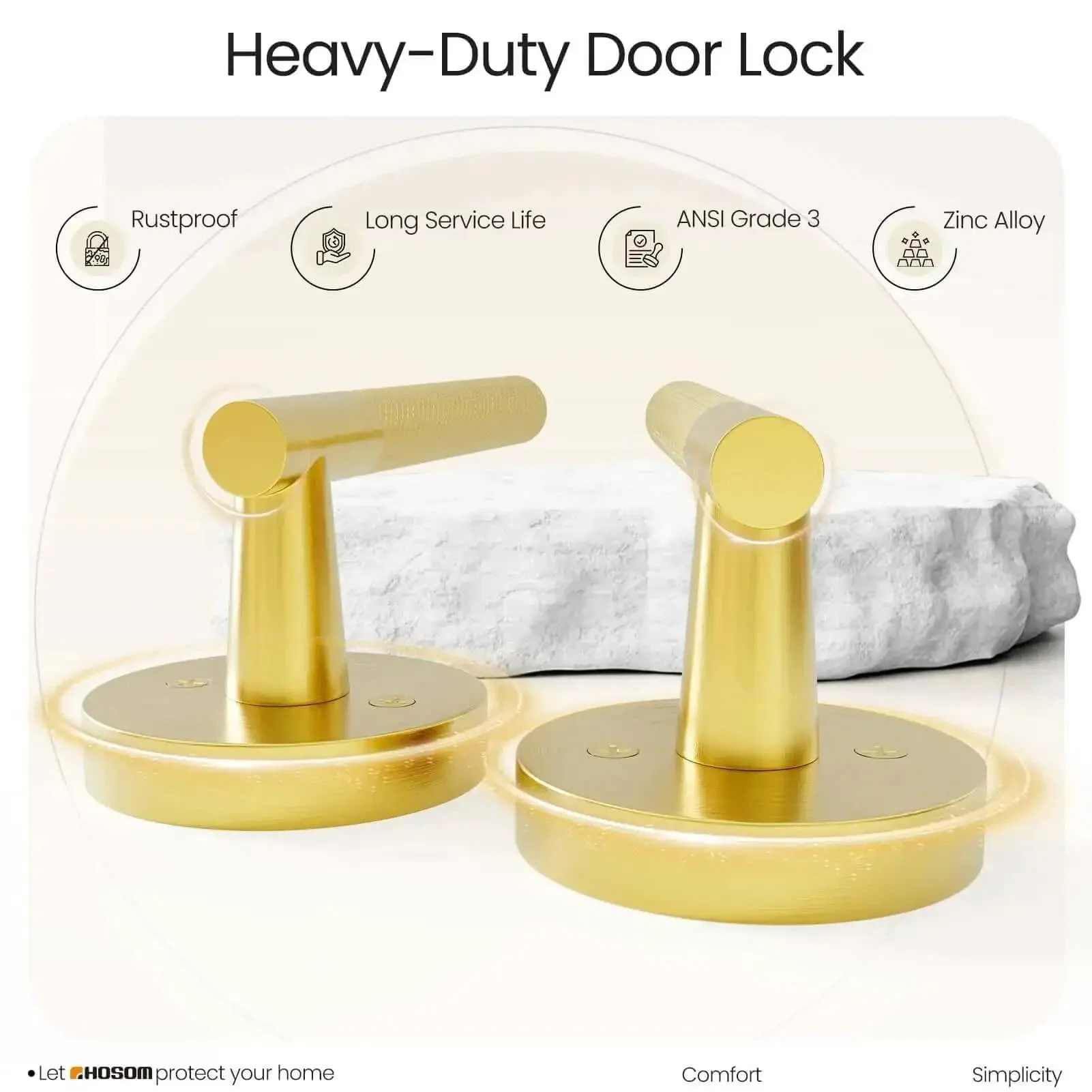 Two Pack Knurled Brushed Gold Dummy Door Handles For Interior Doors, Anti Slip Pull On Levers, Heavy Duty Reversible Hardware For Closet And Hallway, No Fuss Easy Install Kit With Screws And Wrench, Satin Brass Finish - Image 5