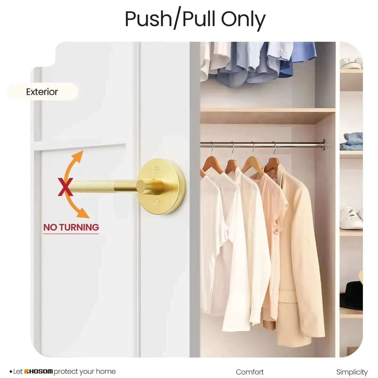 Two Pack Knurled Brushed Gold Dummy Door Handles For Interior Doors, Anti Slip Pull On Levers, Heavy Duty Reversible Hardware For Closet And Hallway, No Fuss Easy Install Kit With Screws And Wrench, Satin Brass Finish - Image 6
