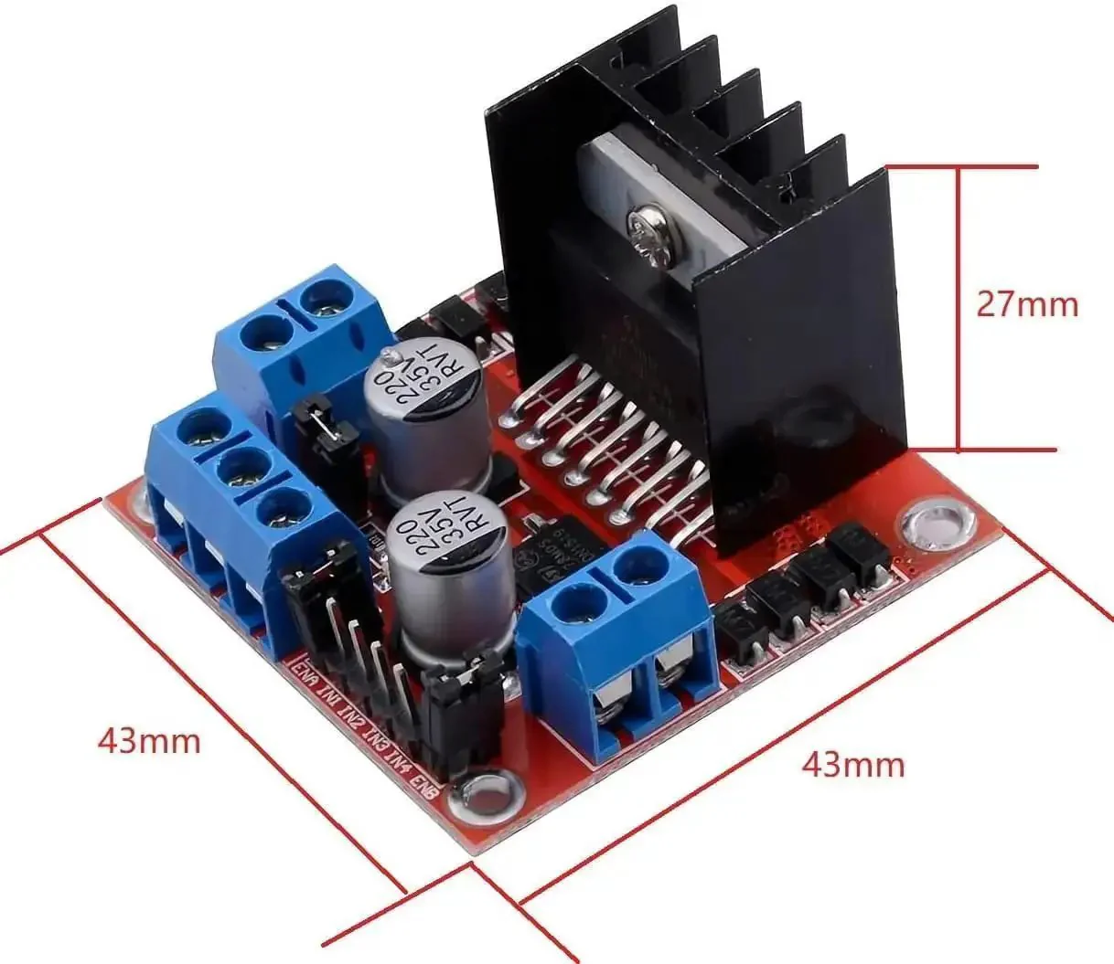 Two Pack L298N Motor Driver Controller Board Dual H Bridge Module For Arduino And Raspberry Pi To Run Stepper And DC Motors, 5V Logic, 5V To 35V Supply, Plug And Play Setup, Includes Two Controllers - Image 6