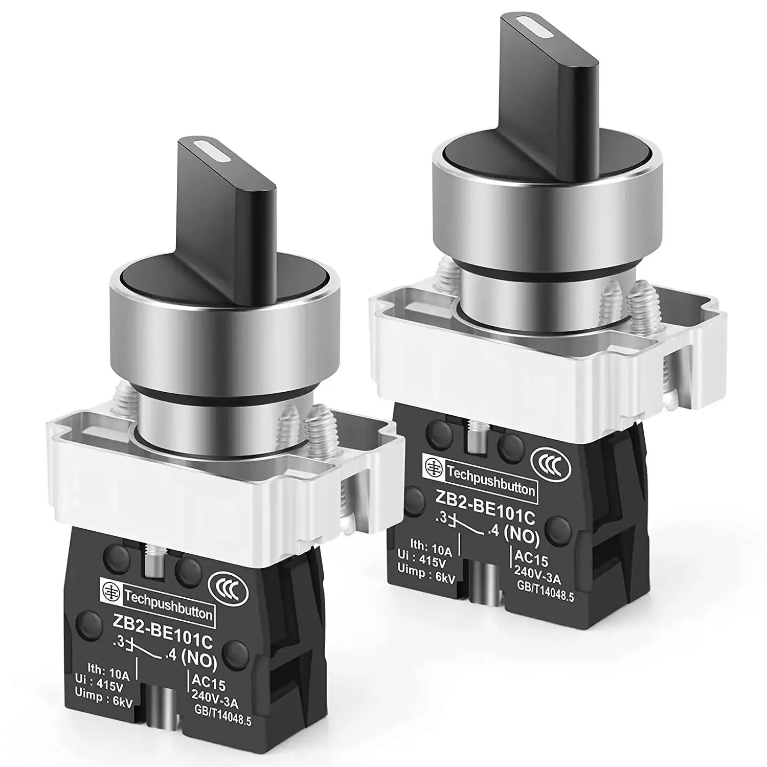 Two Pack Latching Rotary Selector Switch 2 Positions Maintained 1NO SPST 600V 10A For Industrial Control Panels Built Tough With Metal And Plastic Construction, Easy Install, Reusable Switches