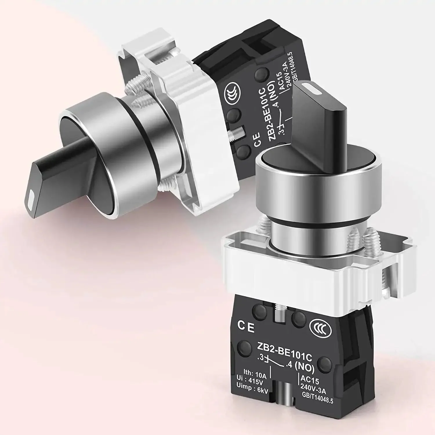 Two Pack Latching Rotary Selector Switch 2 Positions Maintained 1NO SPST 600V 10A For Industrial Control Panels Built Tough With Metal And Plastic Construction, Easy Install, Reusable Switches - Image 3