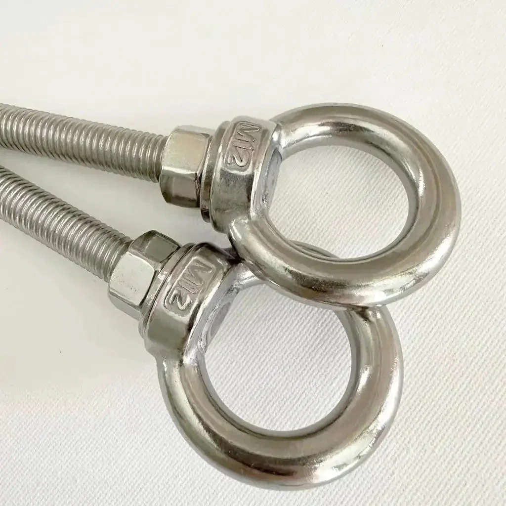Two Pack M12 304 Stainless Steel Shoulder Eyebolts With Nuts And Flat Washers Heavy Duty Lifting Eyebolts 1.96 Inch Threaded Eyebolt Rust Resistant For Hoisting And Rigging - Image 2