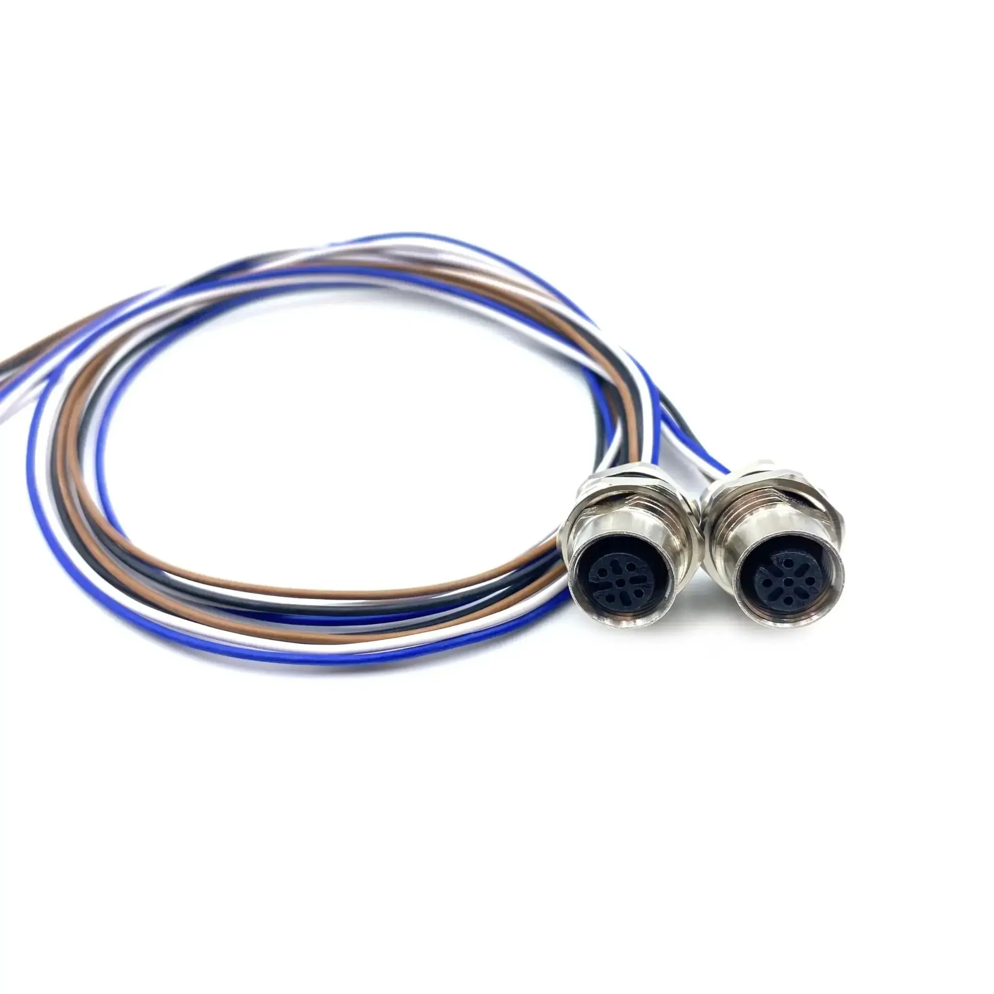 Two Pack M12 4 Pin A Coded Female Connector Cable 0.5M Front Mount IP67 Waterproof Unshielded Straight Aviation Socket Sensor Receptacle for Panels 250V 4A Industrial Wiring and Automation