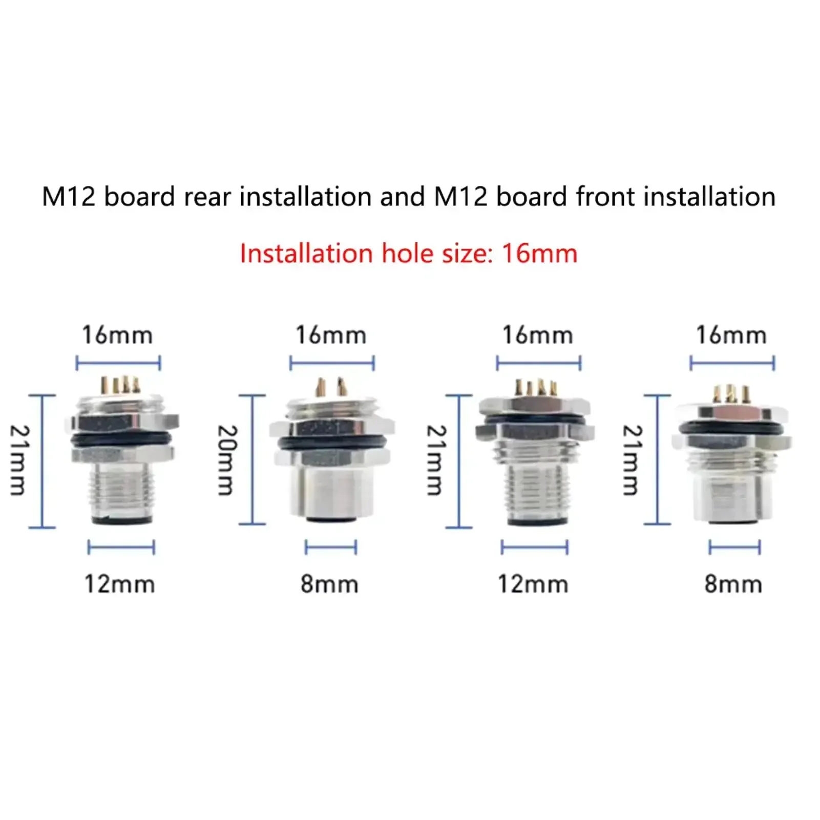 Two Pack M12 4 Pin A Coded Female Connector Cable 0.5M Front Mount IP67 Waterproof Unshielded Straight Aviation Socket Sensor Receptacle for Panels 250V 4A Industrial Wiring and Automation - Image 8