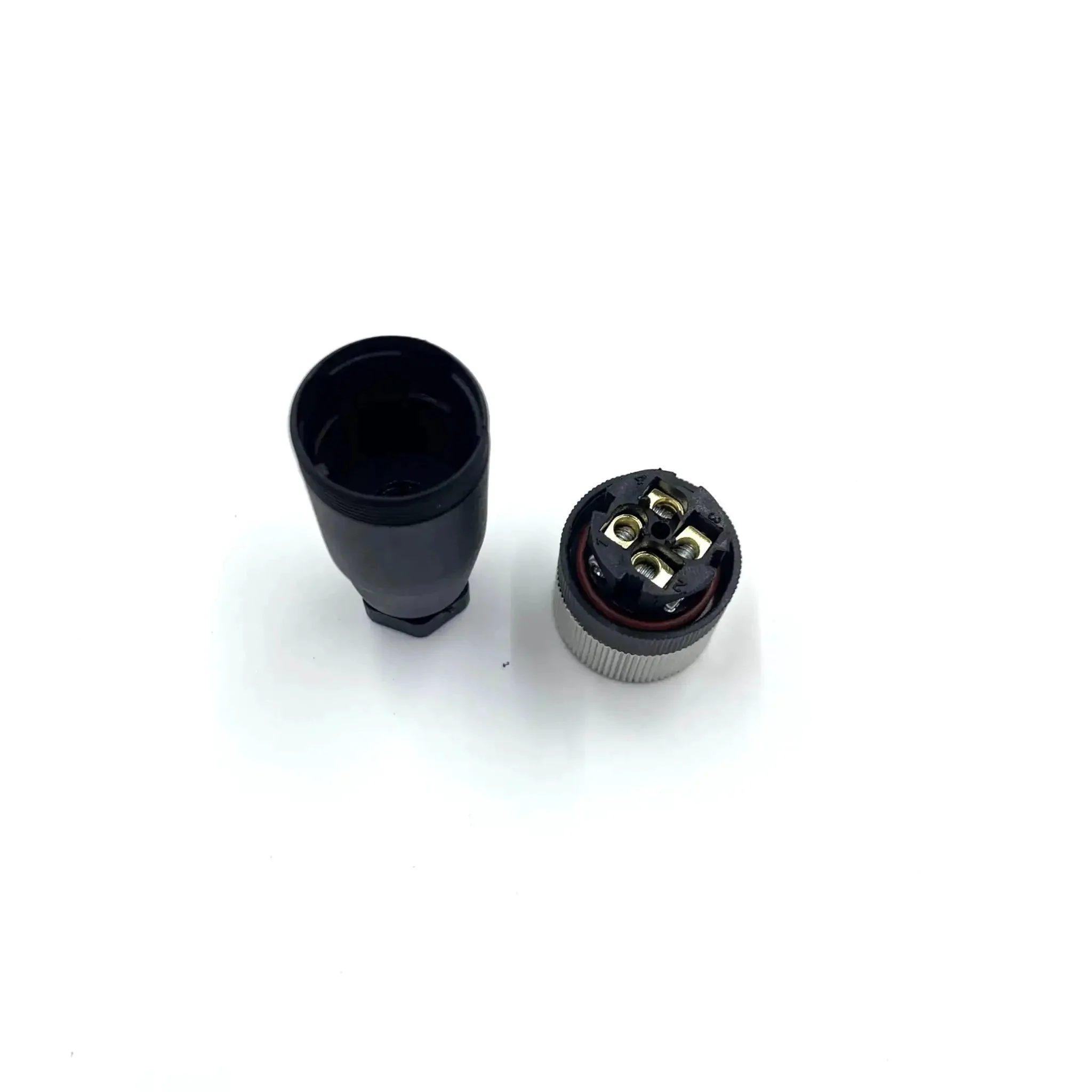 Two Pack M12 4 Pin Female Circular Connector D Code Industrial IP67 Waterproof Field Wireable Sensor Straight Type Adapter For PG7 Cable 250V 4A AC DC Brass Gold Plated Contacts - Image 2