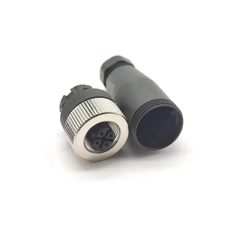 Two Pack M12 4 Pin Female Circular Connector D Code Industrial IP67 Waterproof Field Wireable Sensor Straight Type Adapter For PG7 Cable 250V 4A AC DC Brass Gold Plated Contacts - Image 6