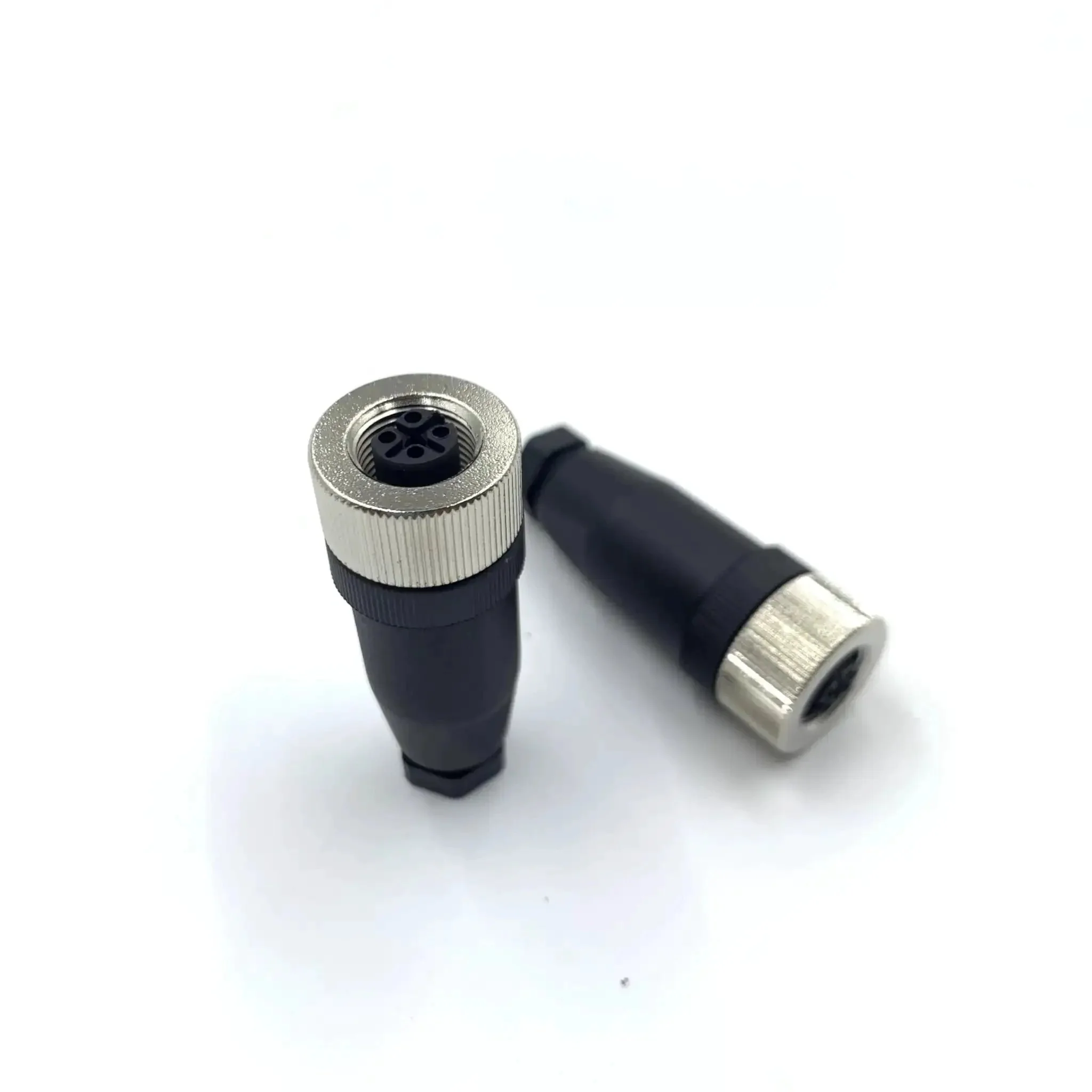 Two Pack M12 4 Pin Female Circular Connector D Code Industrial IP67 Waterproof Field Wireable Sensor Straight Type Adapter For PG7 Cable 250V 4A AC DC Brass Gold Plated Contacts - Image 8
