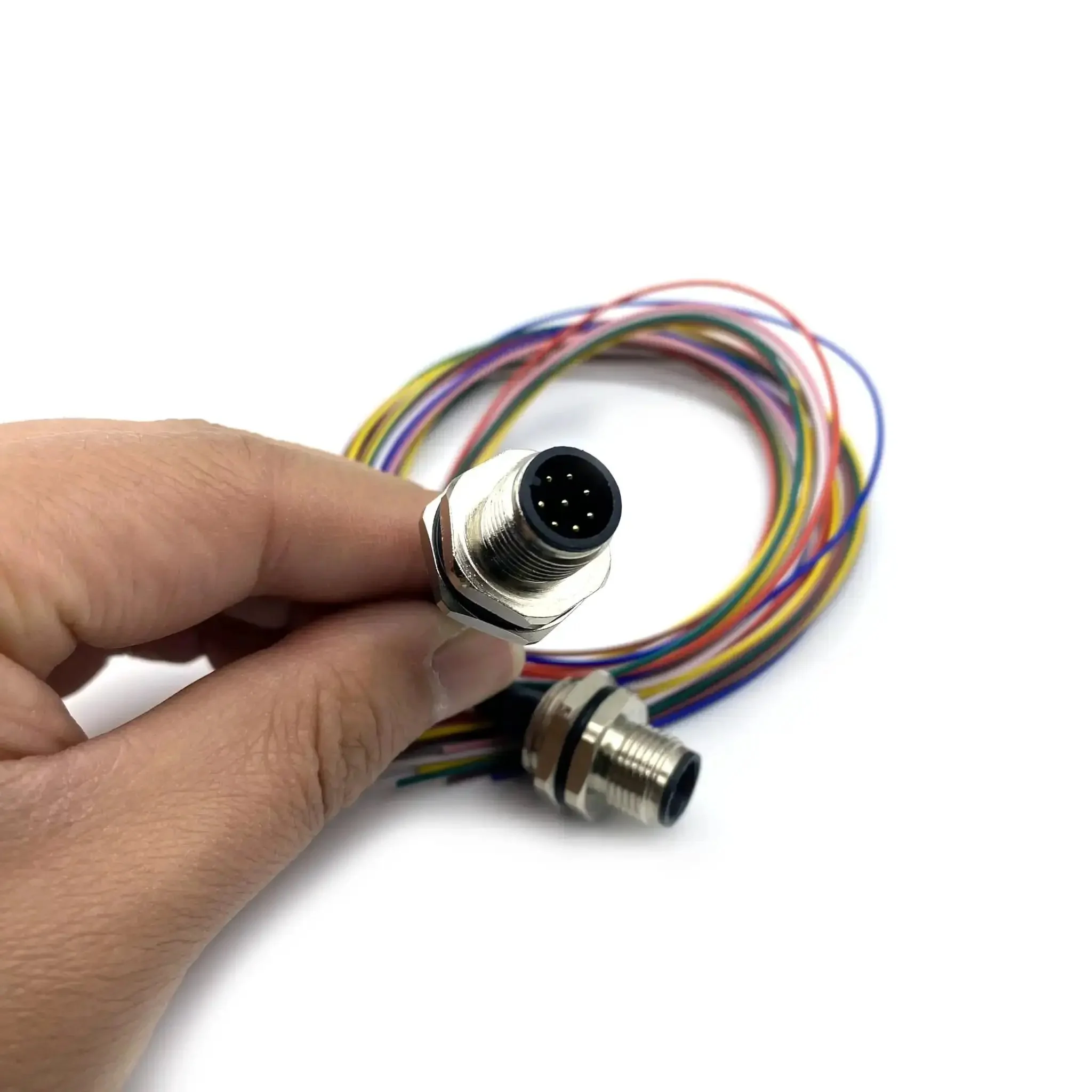 Two Pack M12 8 Pin A Code Male Connector Cable Rugged Weatherproof IP67 Back Mount Unshielded Straight Aviation Socket Sensor Receptacle 60V 2A 0.5 Meter For Industrial Panel Wiring Harness - Image 5