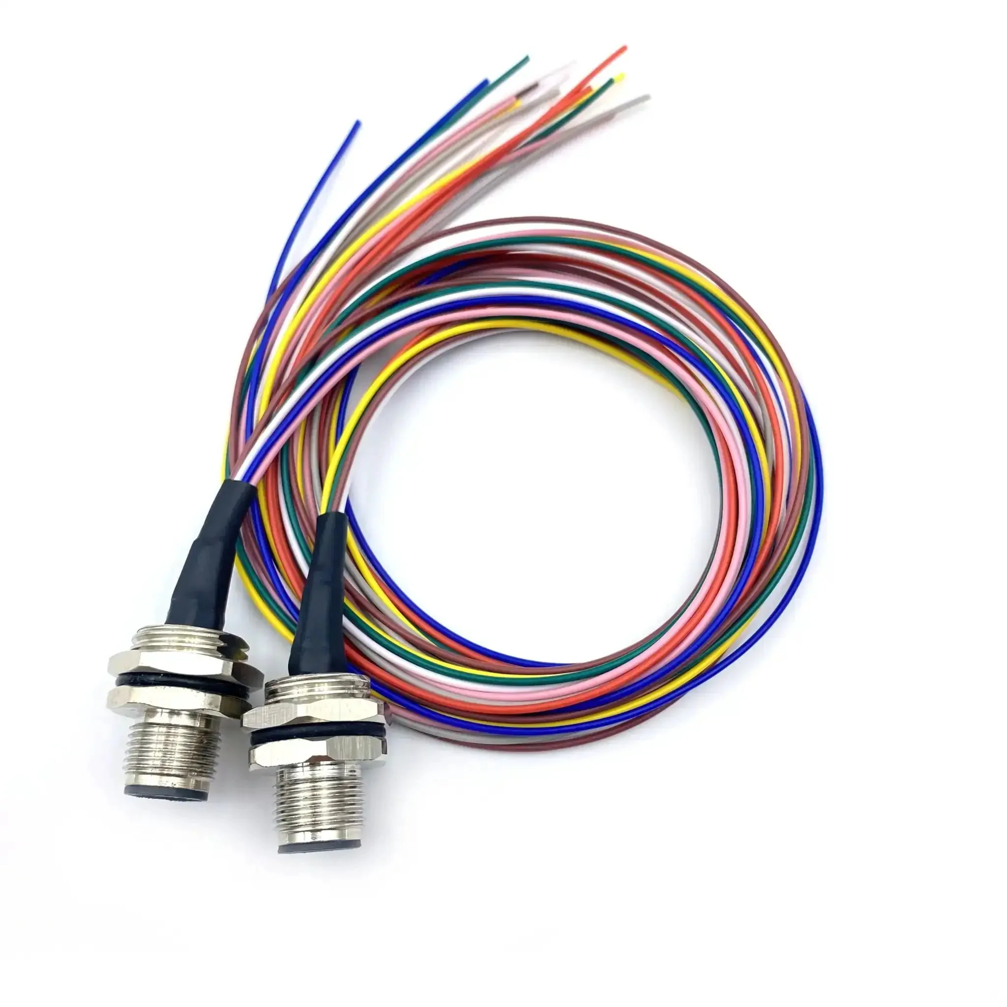 Two Pack M12 8 Pin A Code Male Connector Cable Rugged Weatherproof IP67 Back Mount Unshielded Straight Aviation Socket Sensor Receptacle 60V 2A 0.5 Meter For Industrial Panel Wiring Harness - Image 9