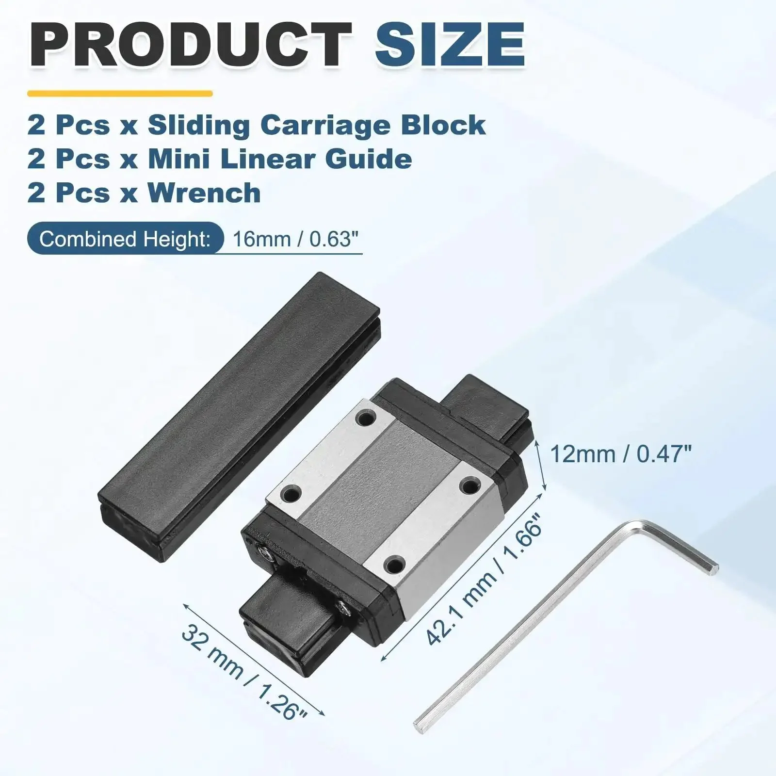 Two Pack MGN15C Linear Bearing Carriage Blocks With Mini Guide And Wrench For 15mm Linear Motion Slide Rail Guide Ideal For 3D Printers And CNC Machines Durable Pro Grade Kit - Image 6