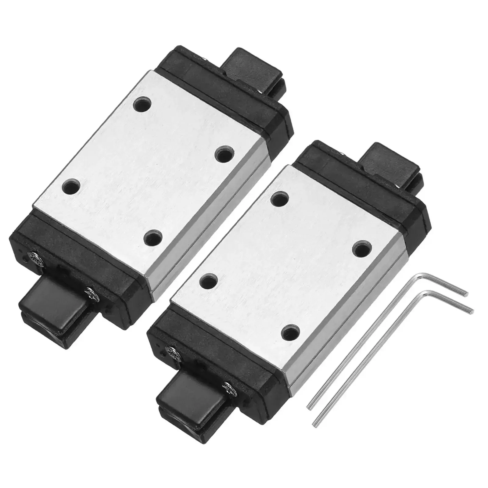 Two Pack MGN7H Linear Bearing Carriage Blocks With Mini Guide And Wrench For 7mm Linear Motion Slide Rails Great For 3D Printers And CNC Machines For Smooth Operation And Precise Alignment In DIY Projects