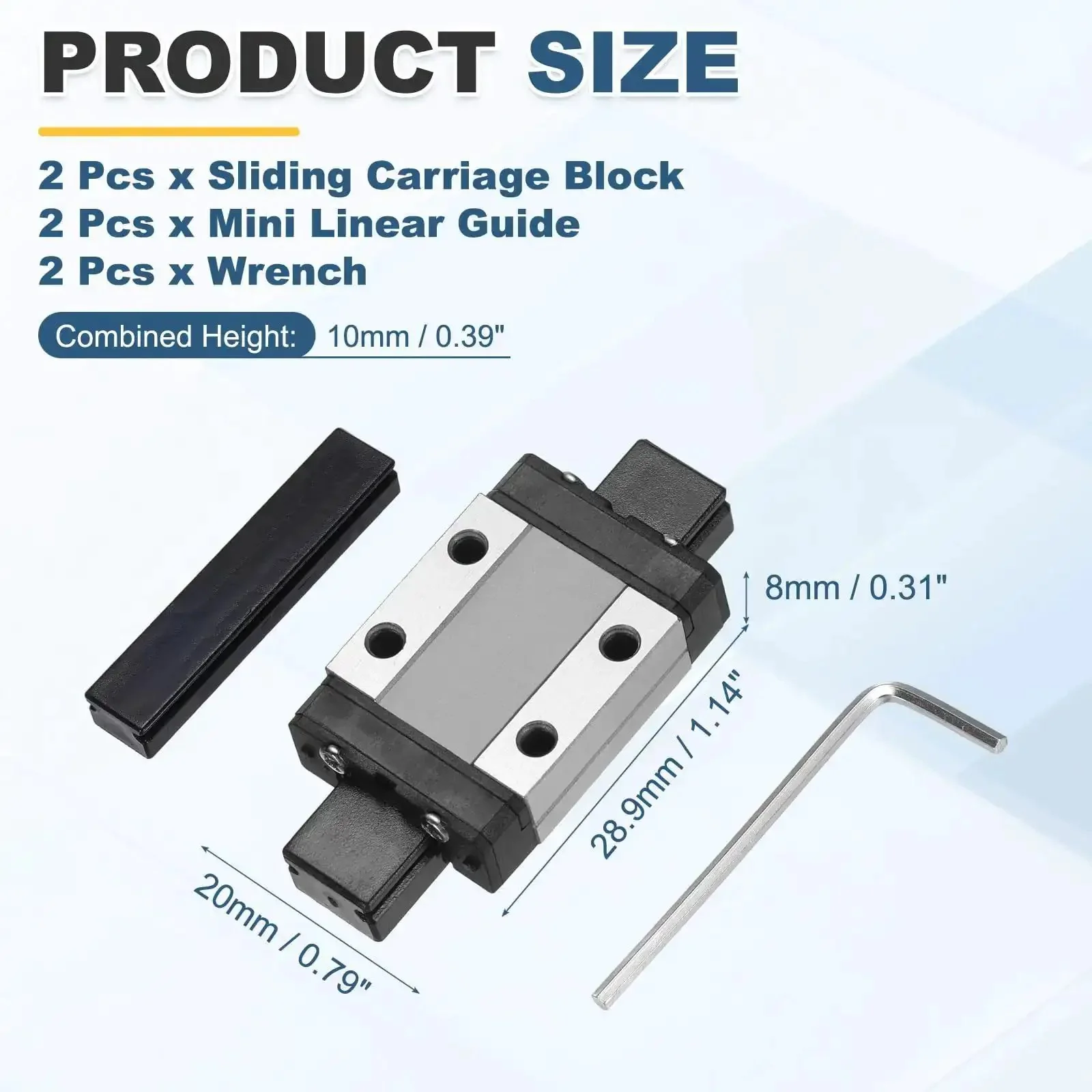Two Pack MGN9C Linear Bearing Carriage Block Set With Mini Guide And Wrench For 9mm Linear Motion Rails Ideal For 3D Printers And CNC Machines Including Smooth Operation And Easy Installation - Image 6