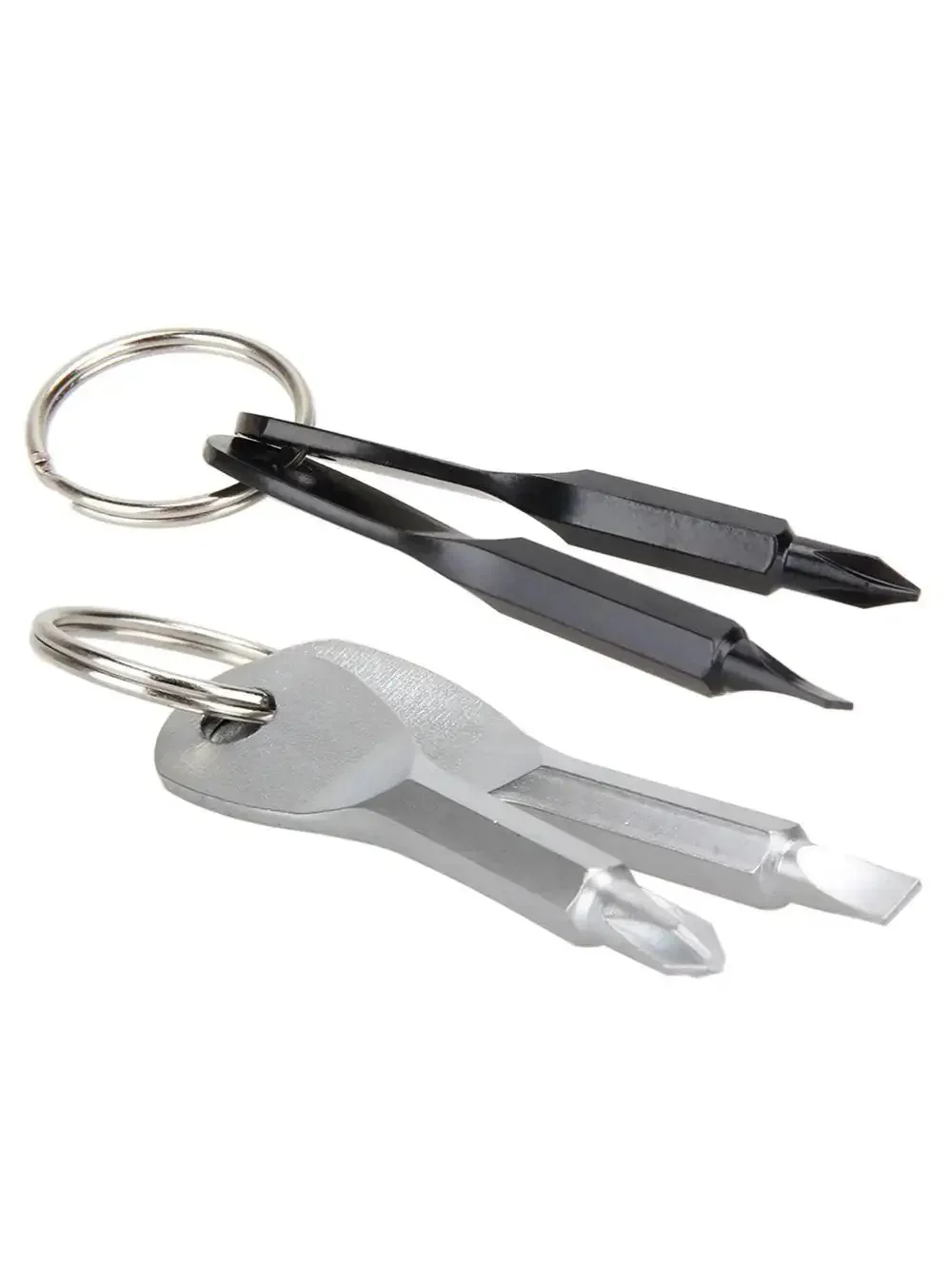 Two Pack Mini Key Shape Screwdriver Set With Flathead And Phillips Bits, Stainless Steel Key Chain Tools, Grab And Go Portable EDC Travel Kit, Multipurpose Outdoor Screwdriver Tool With Key Ring - Image 2