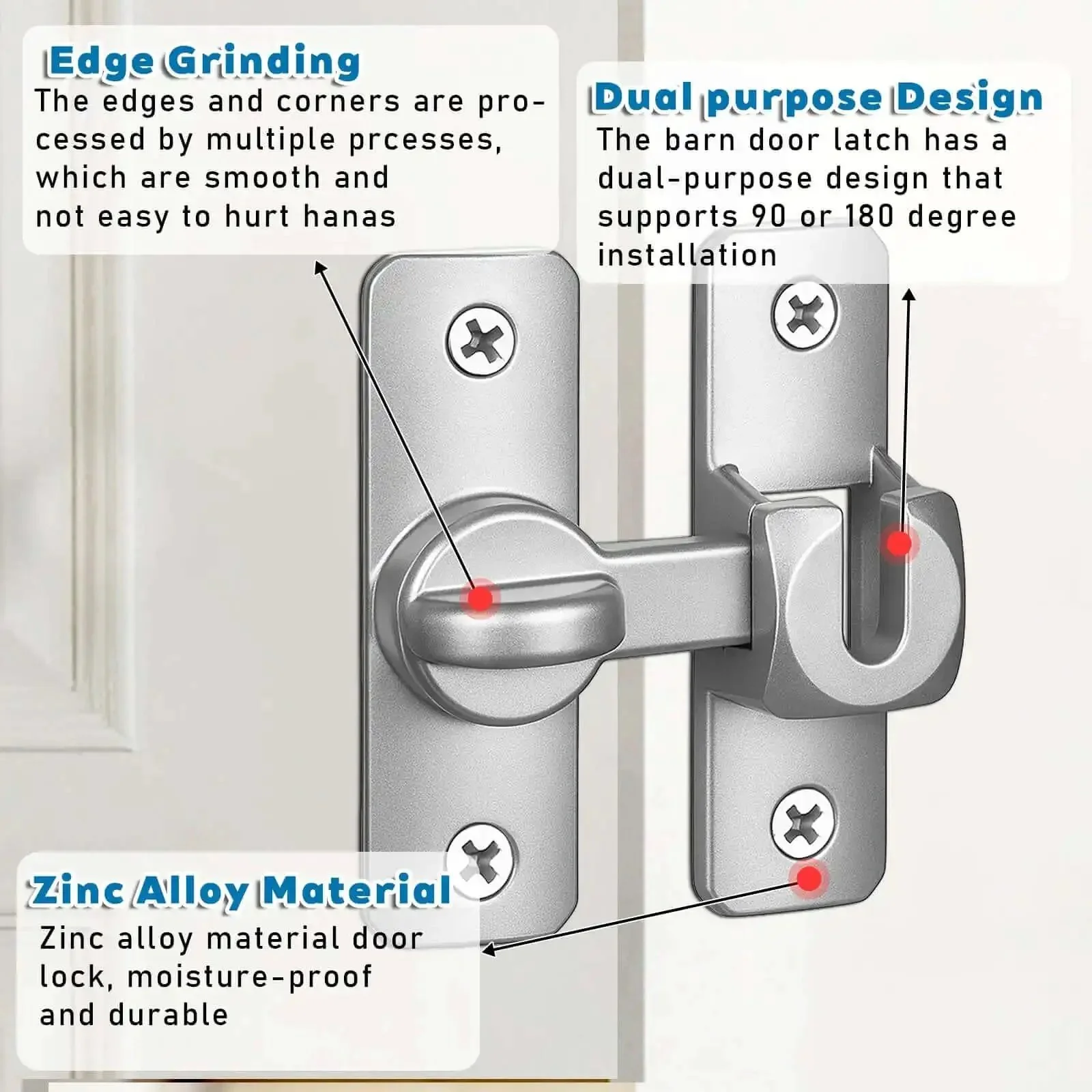 Two Pack Ninety To One Hundred Eighty Degree Barn Door Lock Flip Latch Hardware No Drill Punch Free Design Heavy Duty Security Sliding Gate Locks For Gates Barn Garage Garden Fence Shed Window Cabinet Built To Last - Image 5