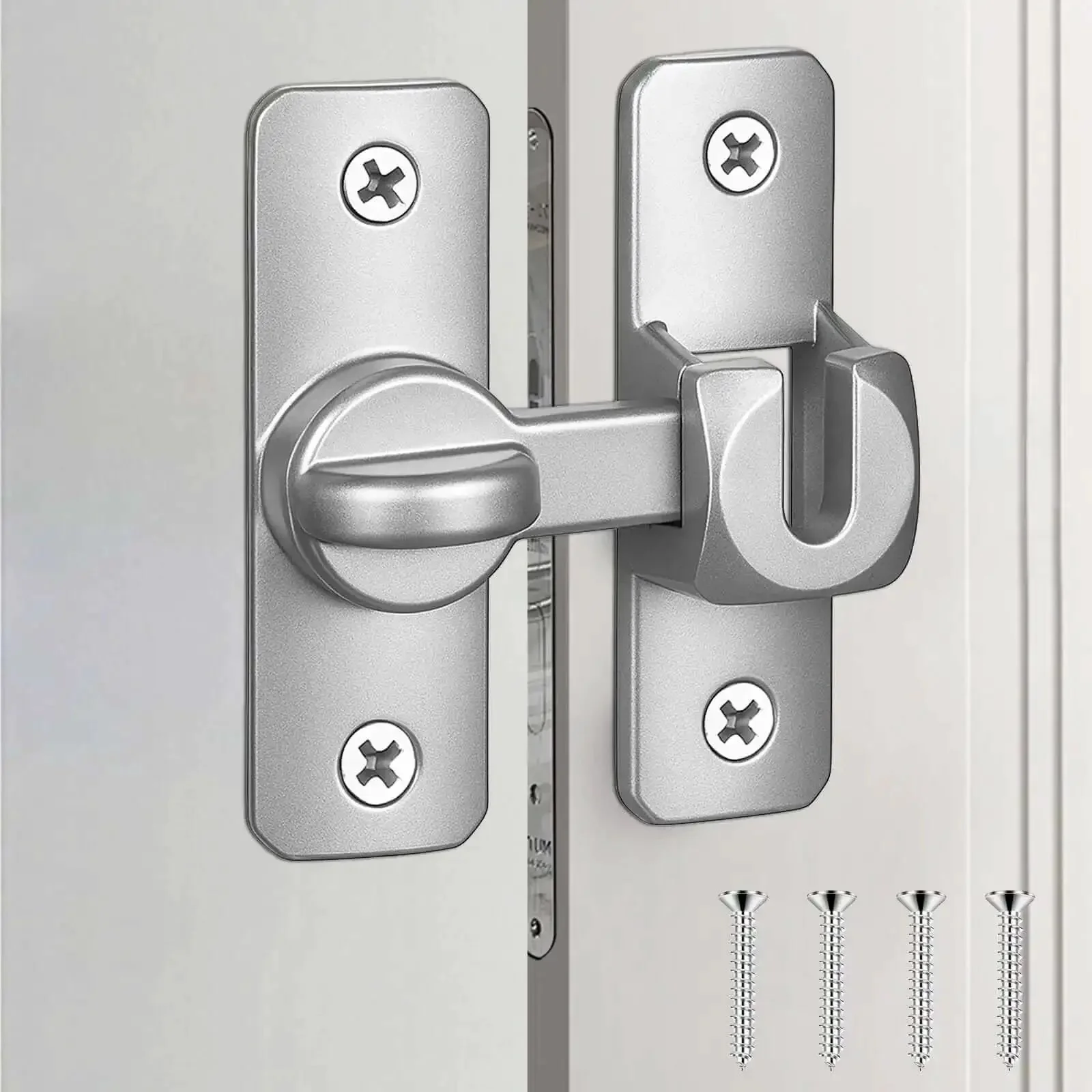 Two Pack Ninety To One Hundred Eighty Degree Barn Door Lock Flip Latch Hardware No Drill Punch Free Design Heavy Duty Security Sliding Gate Locks For Gates Barn Garage Garden Fence Shed Window Cabinet Built To Last - Image 7