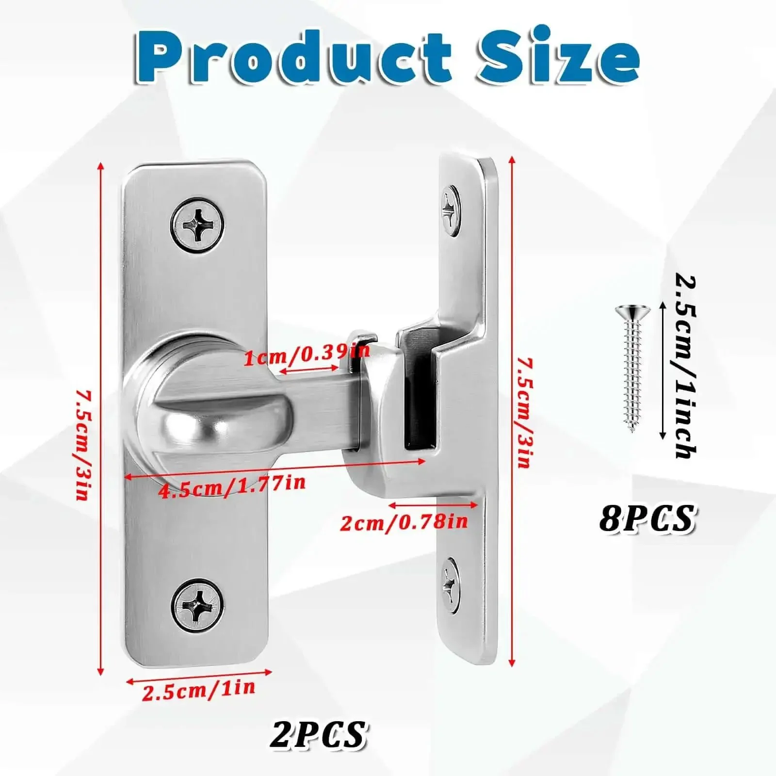 Two Pack Ninety To One Hundred Eighty Degree Barn Door Lock Flip Latch Hardware No Drill Punch Free Design Heavy Duty Security Sliding Gate Locks For Gates Barn Garage Garden Fence Shed Window Cabinet Built To Last - Image 8
