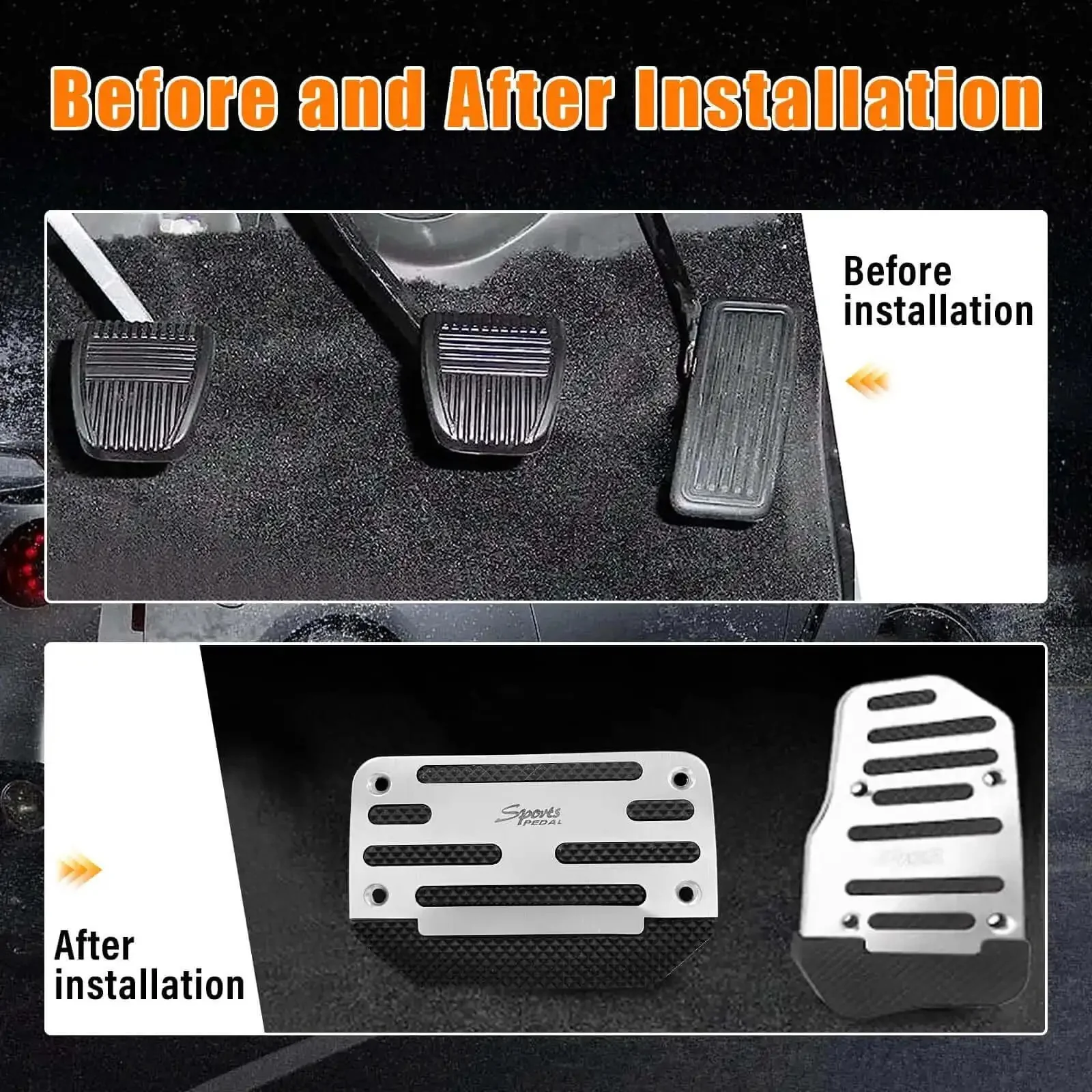 Two Pack Non Slip Car Pedal Pads For Automatic Transmission, Gas And Brake Pedal Covers With Aluminum Alloy Clutch Pedal Kit, Universal Replacement For Cars, SUVs, And ATVs, Silver Finish - Image 4
