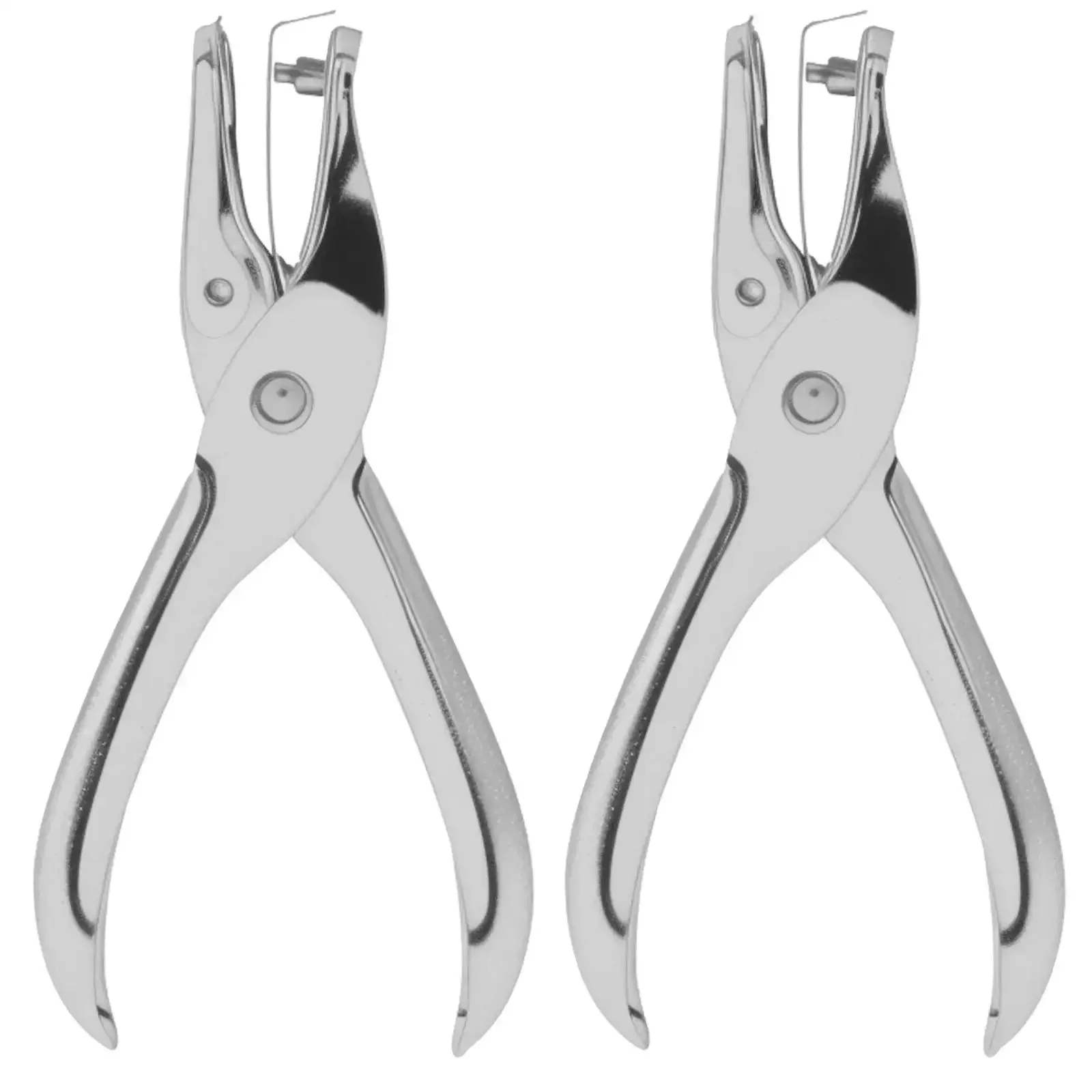 Two Pack One-Eighth Inch Small Hole Punch, Metal Handheld Mini Circle Hole Punch For Tags, Clothing, Tickets, Cards And Crafts, Eight Sheet Capacity, Durable Portable Design, Easy Clean Up, Silver