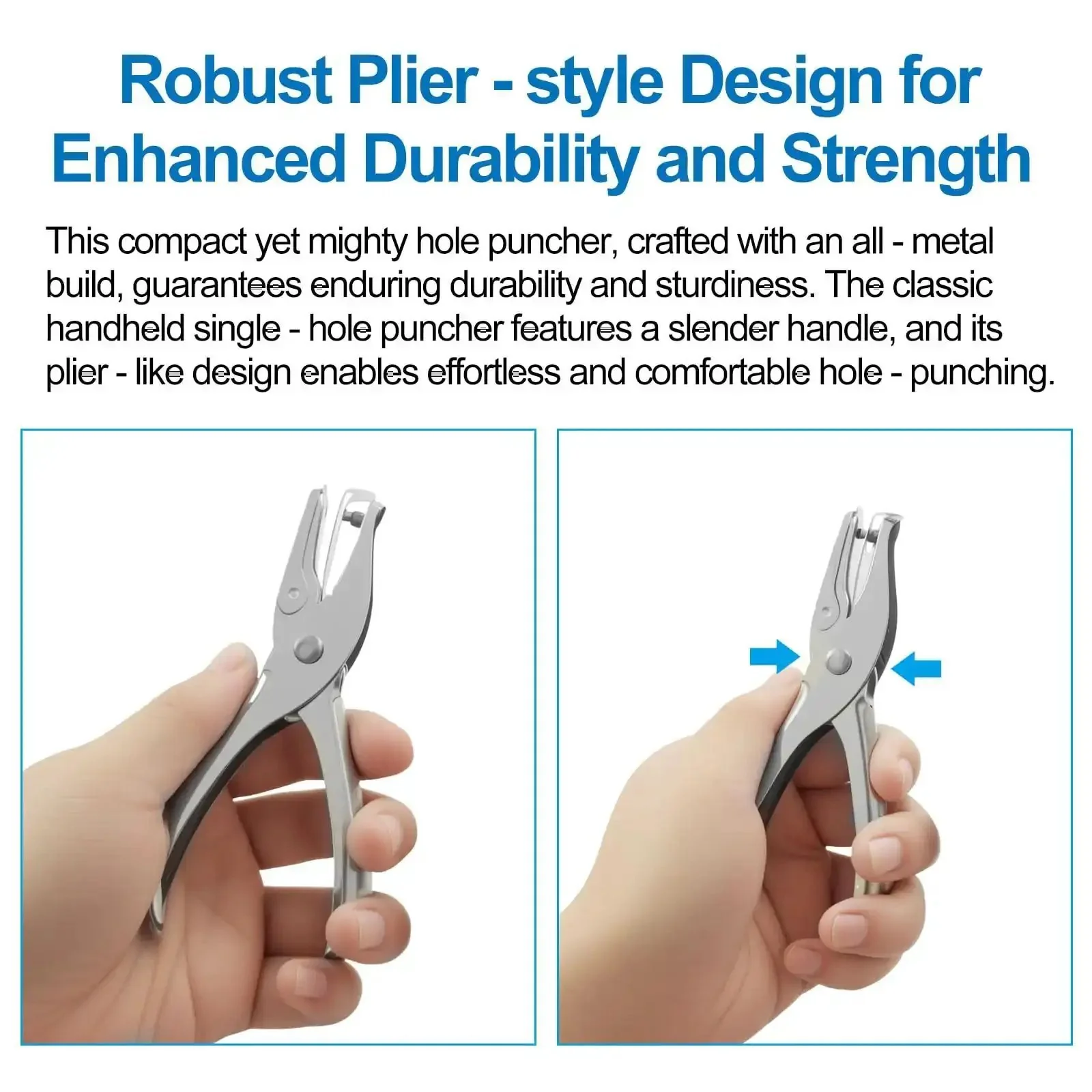 Two Pack One-Eighth Inch Small Hole Punch, Metal Handheld Mini Circle Hole Punch For Tags, Clothing, Tickets, Cards And Crafts, Eight Sheet Capacity, Durable Portable Design, Easy Clean Up, Silver - Image 2