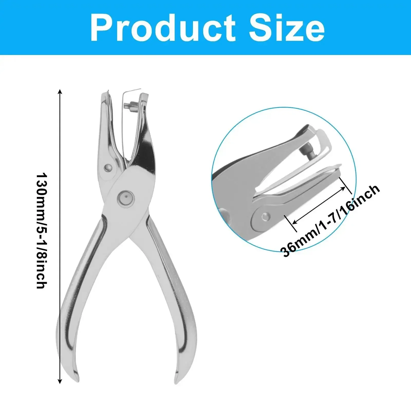 Two Pack One-Eighth Inch Small Hole Punch, Metal Handheld Mini Circle Hole Punch For Tags, Clothing, Tickets, Cards And Crafts, Eight Sheet Capacity, Durable Portable Design, Easy Clean Up, Silver - Image 4