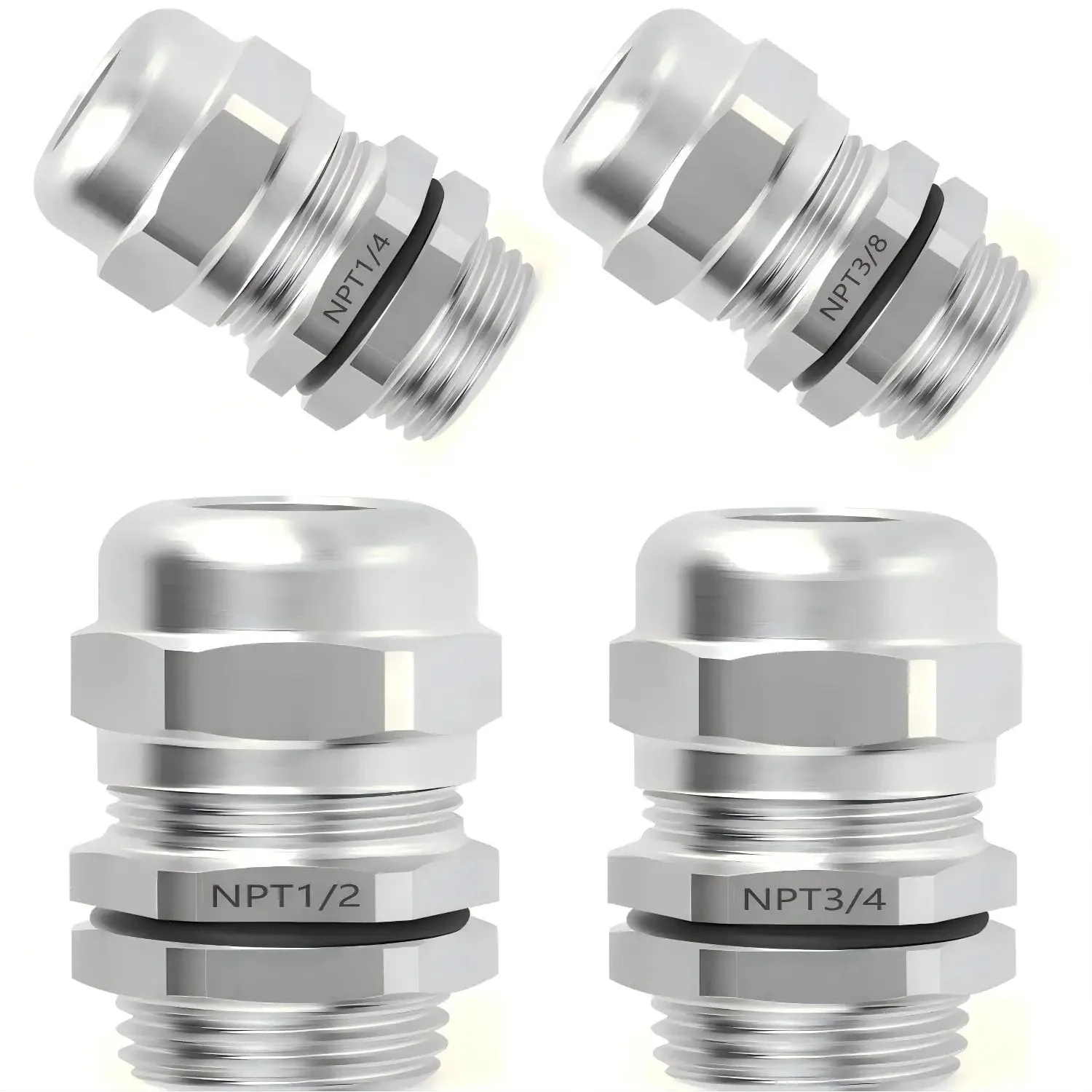 Two Pack One Quarter Inch 304 Stainless Steel Cable Sealing Sleeve And Three To Six Point Five Millimeter NPT Type Metal Joint Stress Relief Rope Clamp Long Thread Cable Threading Connector For Heavy Duty Harsh Environments - Image 5