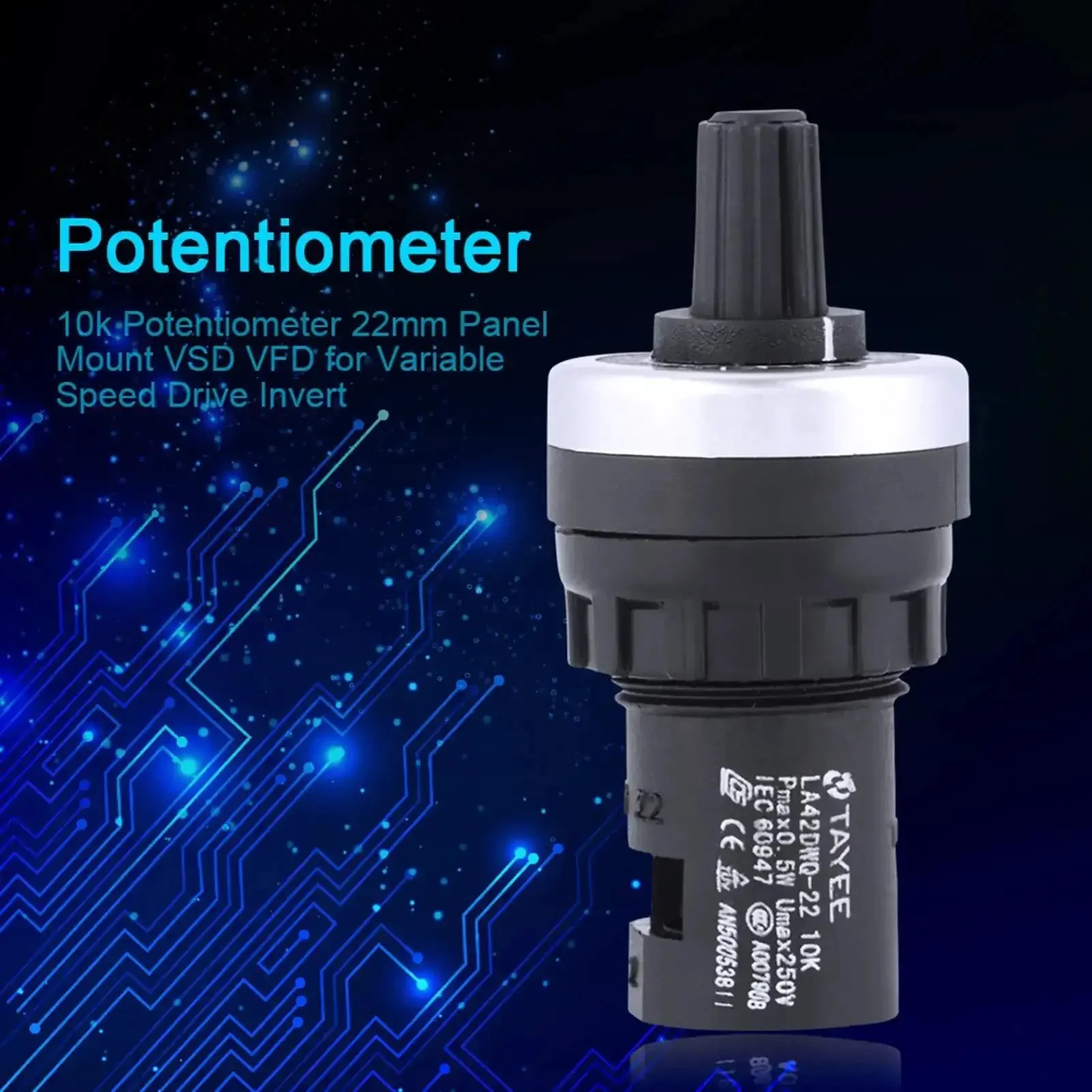 Two Pack Panel Mount 10K Potentiometer For VSD And VFD Rotary Variable Frequency Drive Tough As Nails Precise Resistance Control Rugged Plastic Housing Wear Resistant Shaft Great For Inverters And Motor Speed Control - Image 7