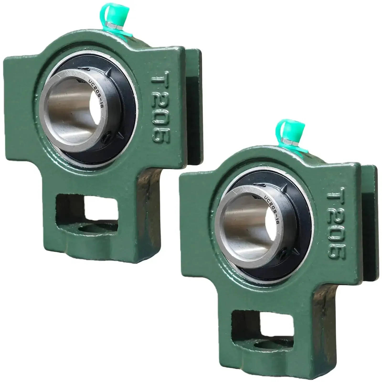 Two Pack Pillow Block Bearing With Take Up Design For 1 Inch Bore Self Aligning Chrome Steel Ball Bearings Heavy Duty Cast Iron Housing Solid Base Industrial Grade Mounted Bearing