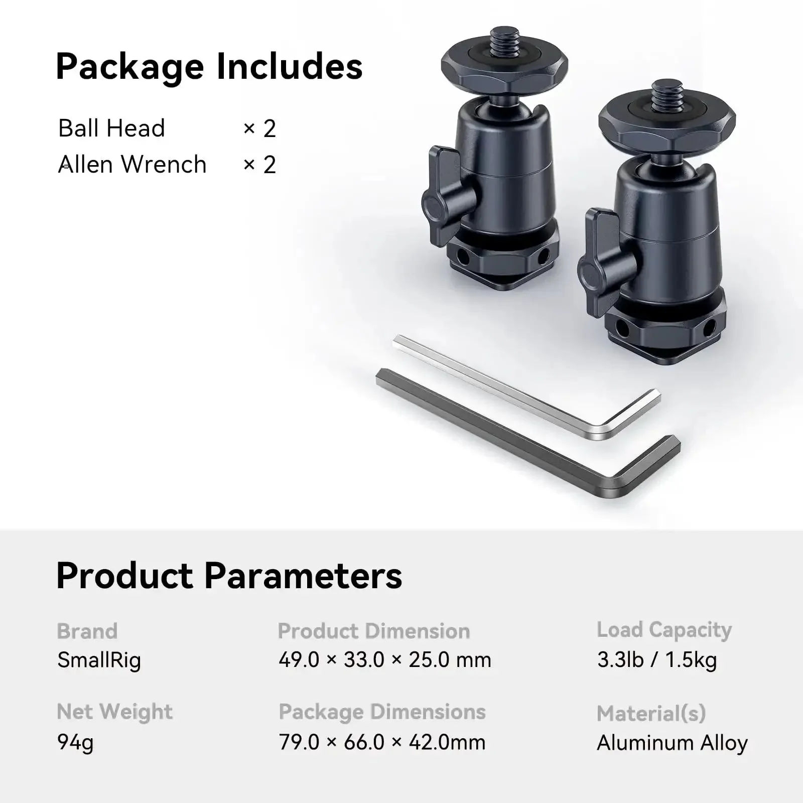 Two Pack Pro Grade Mini Ball Head With One Quarter Inch Screw And Removable Shoe Mount, 360 Degree Rotating Aluminum Tripod Head For Cameras, Tripods, Monopods, Camcorders, Lights And Microphones, Max Load 1.5 Kg - Image 2