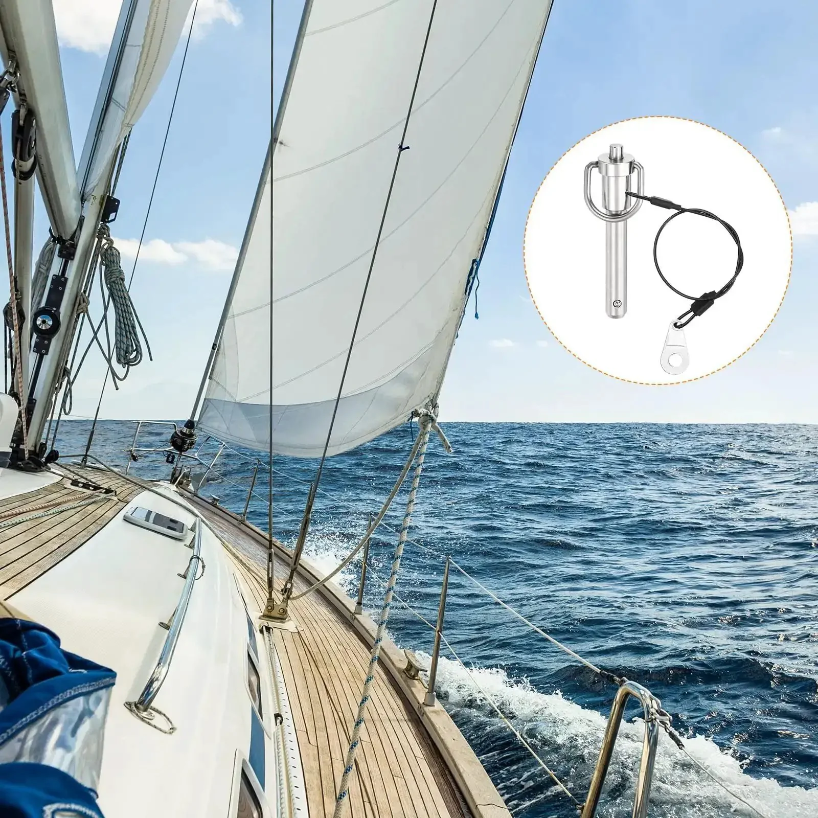 Two Pack Quick Release Pins Three Eighths Inch Diameter By One And A Half Inch Length Push Button Ball Locking Pins With Ring Handle And Wire Stainless Steel 304 Marine Grade For Bimini Tops Boat Accessories And Marine Audio - Image 5