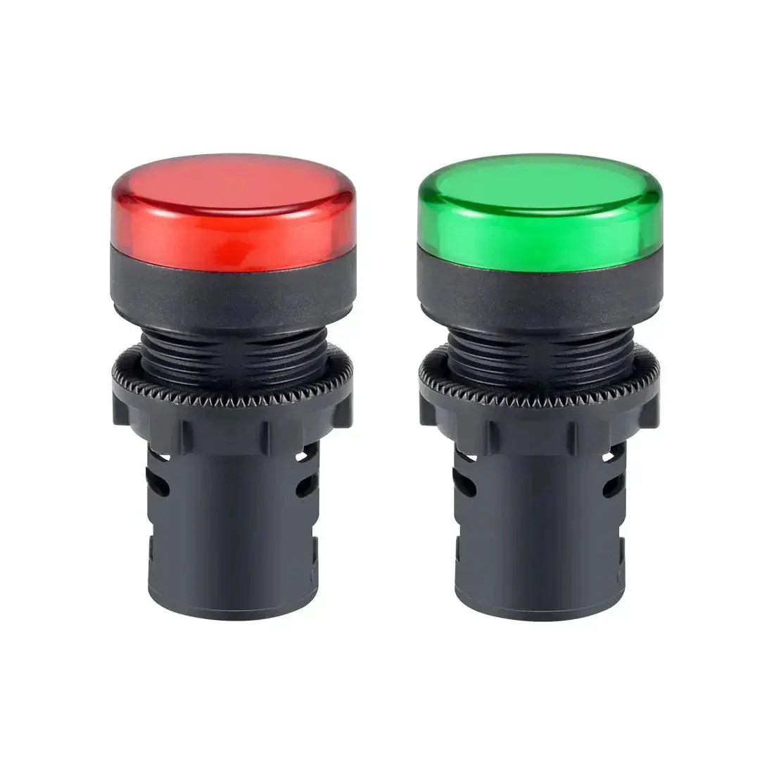 Two Pack Red And Green LED Indicator Lights AC/DC 110V 22mm Panel Mount For Electrical Control Panels HVAC And DIY Projects Low Profile Behind Panel Screw Clamp Connection For Solid Reliable Signals