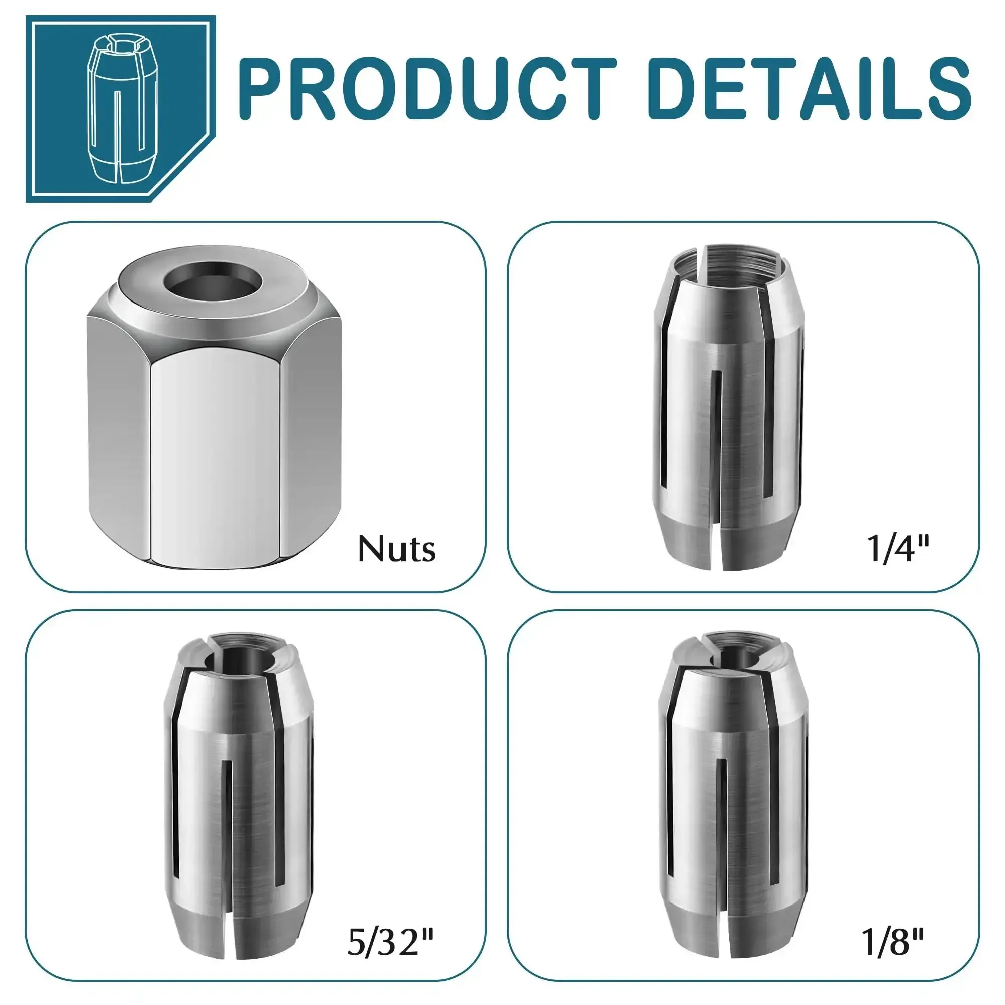 Two Pack Replacement Collet Kit For CN1 And DeWalt Spiral Saws And Drywall Cutout Tools 5 32 Inch Collets Durable Spare Parts Set For Quick Tool Upgrades - Image 2