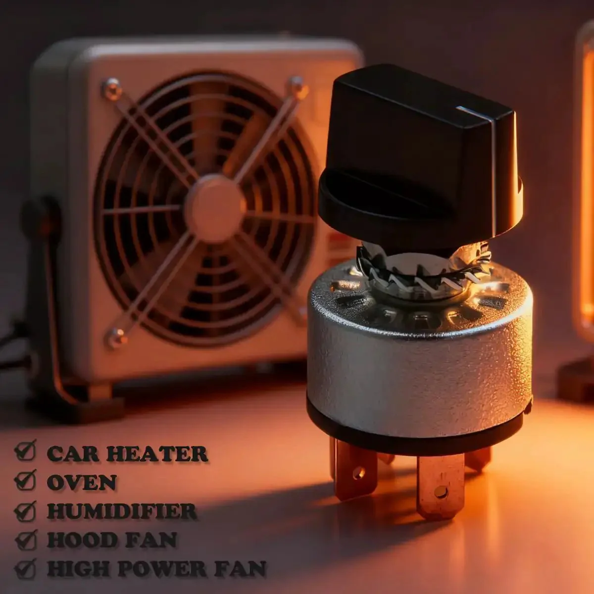 Two Pack Rotary Switch 4 Position 3 Speed Metal Fan Heater Speed Selector Switch 12A 250V With Female Terminals Heavy Duty Brass Contacts For DIY Projects Workhorse - Image 2