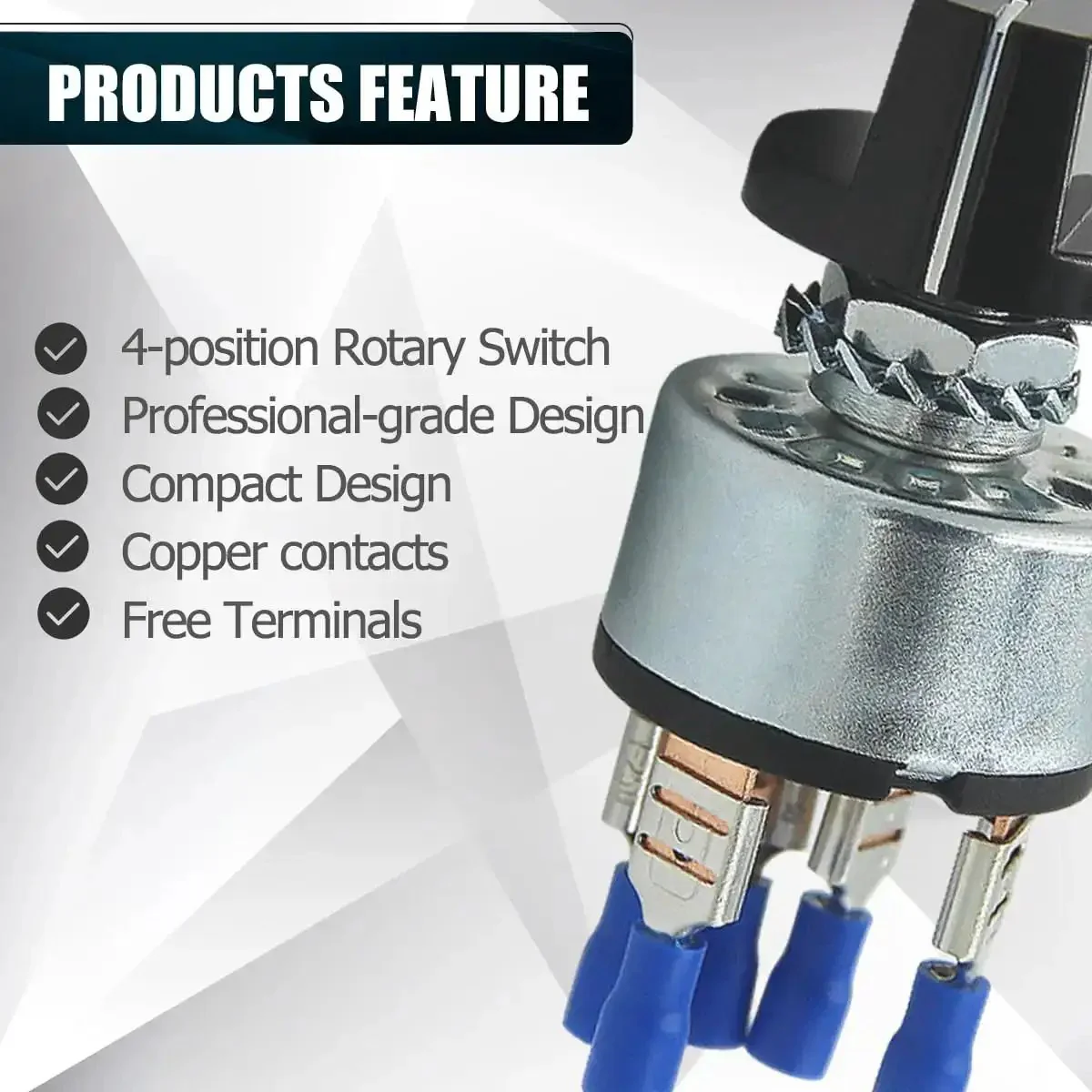Two Pack Rotary Switch 4 Position 3 Speed Metal Fan Heater Speed Selector Switch 12A 250V With Female Terminals Heavy Duty Brass Contacts For DIY Projects Workhorse - Image 3