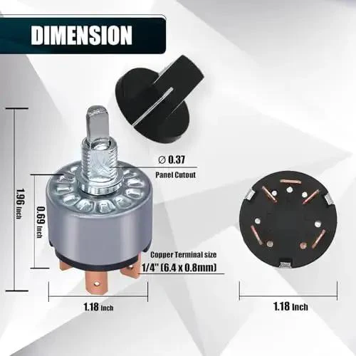 Two Pack Rotary Switch 4 Position 3 Speed Metal Fan Heater Speed Selector Switch 12A 250V With Female Terminals Heavy Duty Brass Contacts For DIY Projects Workhorse - Image 7