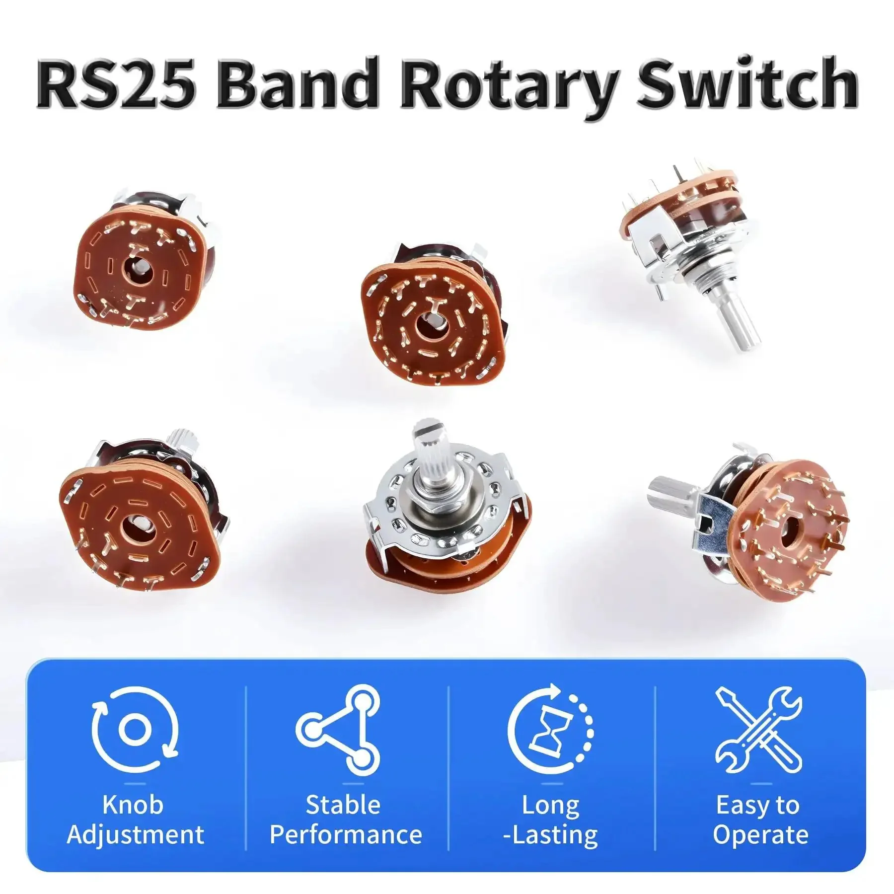 Two Pack RS25 Rotary Band Switch 4P3T 4 Pole 3 Position Band Channel Rotary Selector Switch With Knob For TV And Radio Electronics And Waveband Projects - Image 4