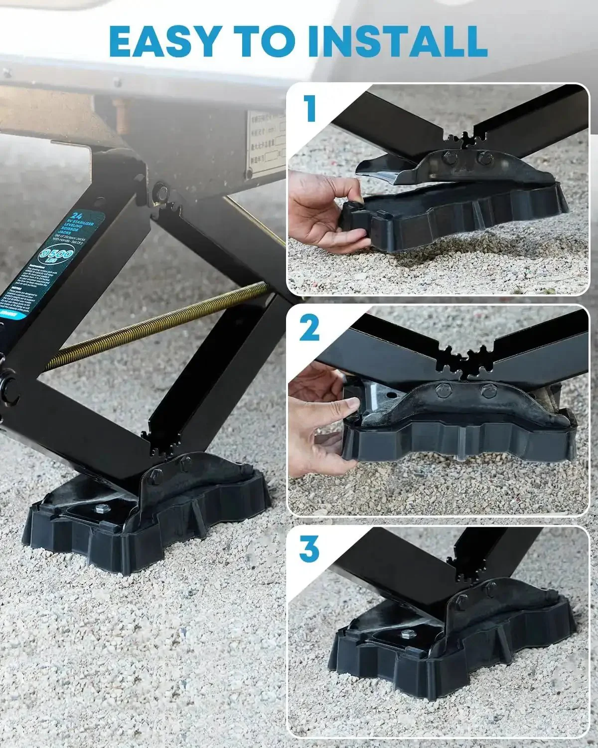 Two Pack RV Stabilizer Jack Pads For Scissor Jacks 8.75 To 9.5 Inch Base By 5.5 Inch Wide Heavy Duty Rubber Foot Plates For Leveling Blocks Ideal For Trailer And Fifth Wheel Campers - Image 6