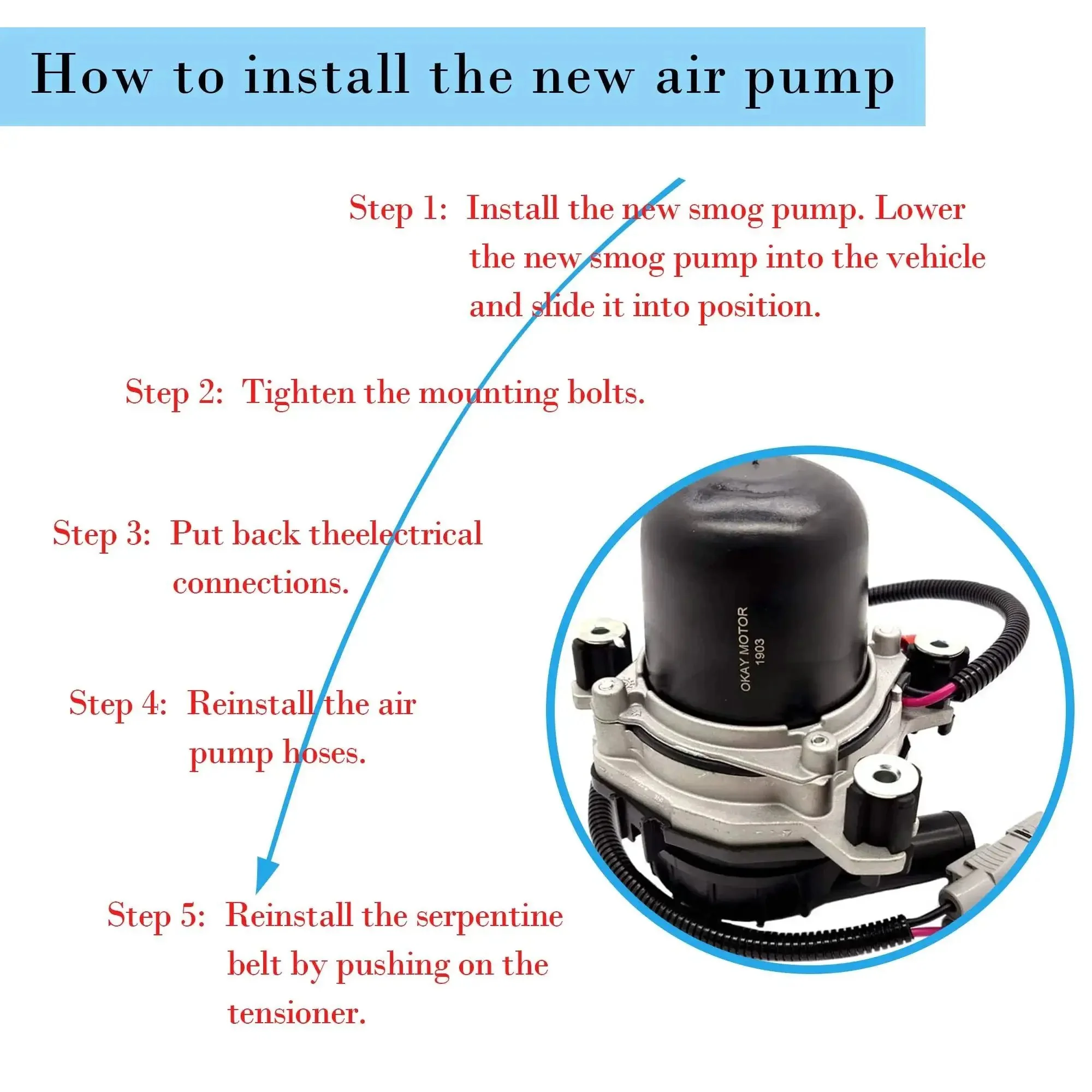 Two Pack Secondary Air Pump Replacement For Toyota Tundra Sequoia Lexus LX570 Land Cruiser 2007 2013 Models 4.0L 4.6L 4.7L 5.7L Fits 17610 0S010 10200231AA 33 2504M - Image 6
