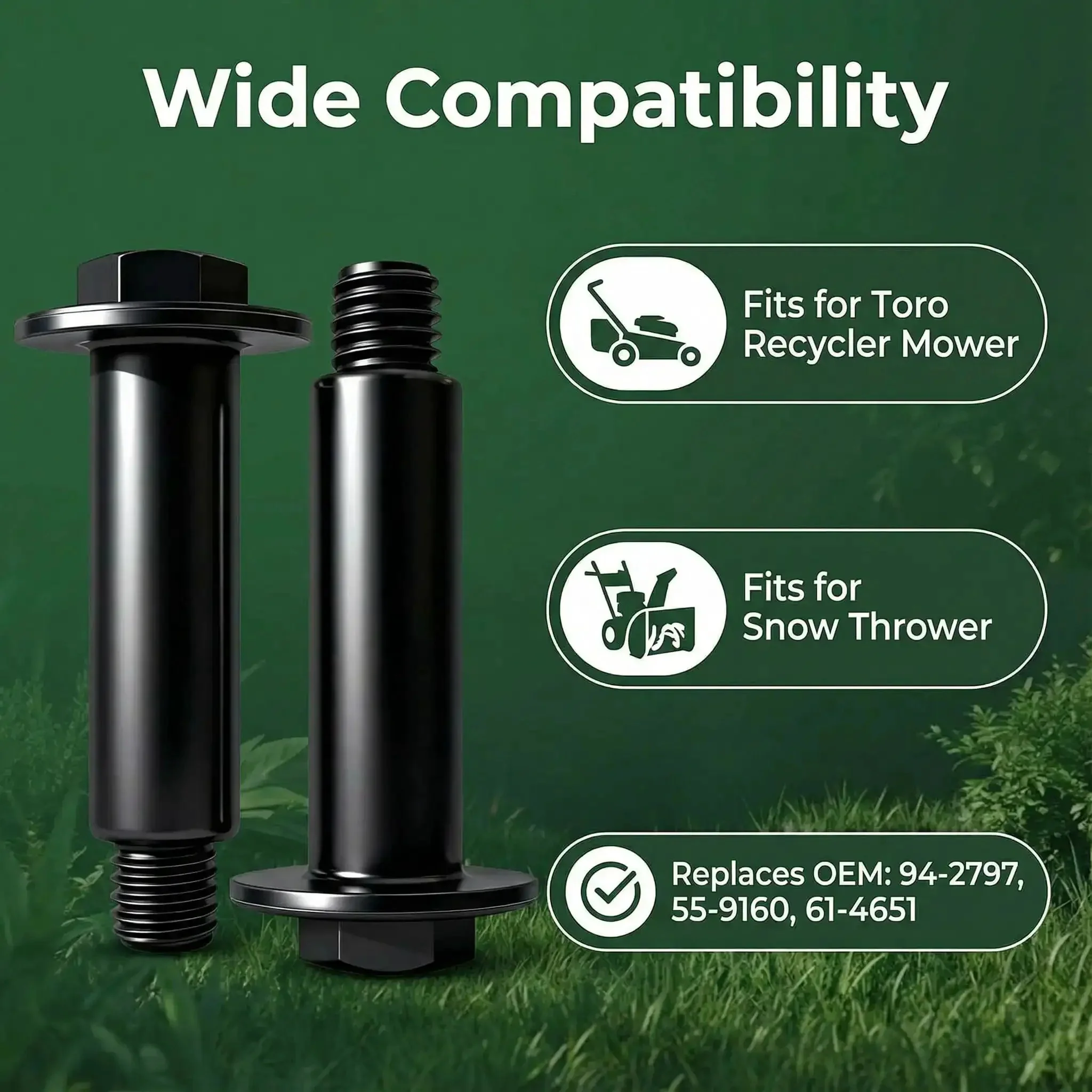 Two Pack Shoulder Bolts 614650 3/8-16 X 3-5/8 Inches Beefy Heavy Duty Replacement For 94-2797 55-9160 61-4651 Fits Toro Lawn Mower Snow Blower Weather Resistant Black Coated Steel - Image 6