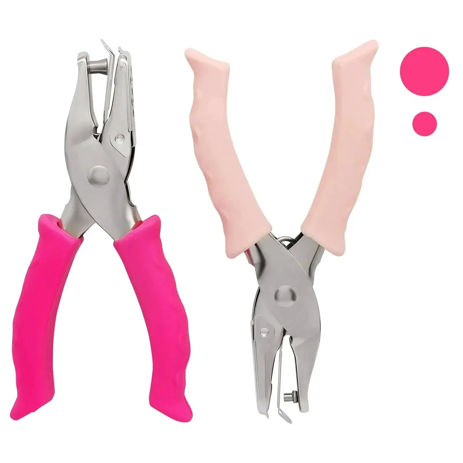 Two Pack Single Hole Paper Punch Metal Handheld Craft Hole Puncher With Soft Grip Handle Perfect For Scrapbooking DIYers Cards And Tags And Tickets Durable Stainless Steel Build Pink And Rose Handles - Image 2