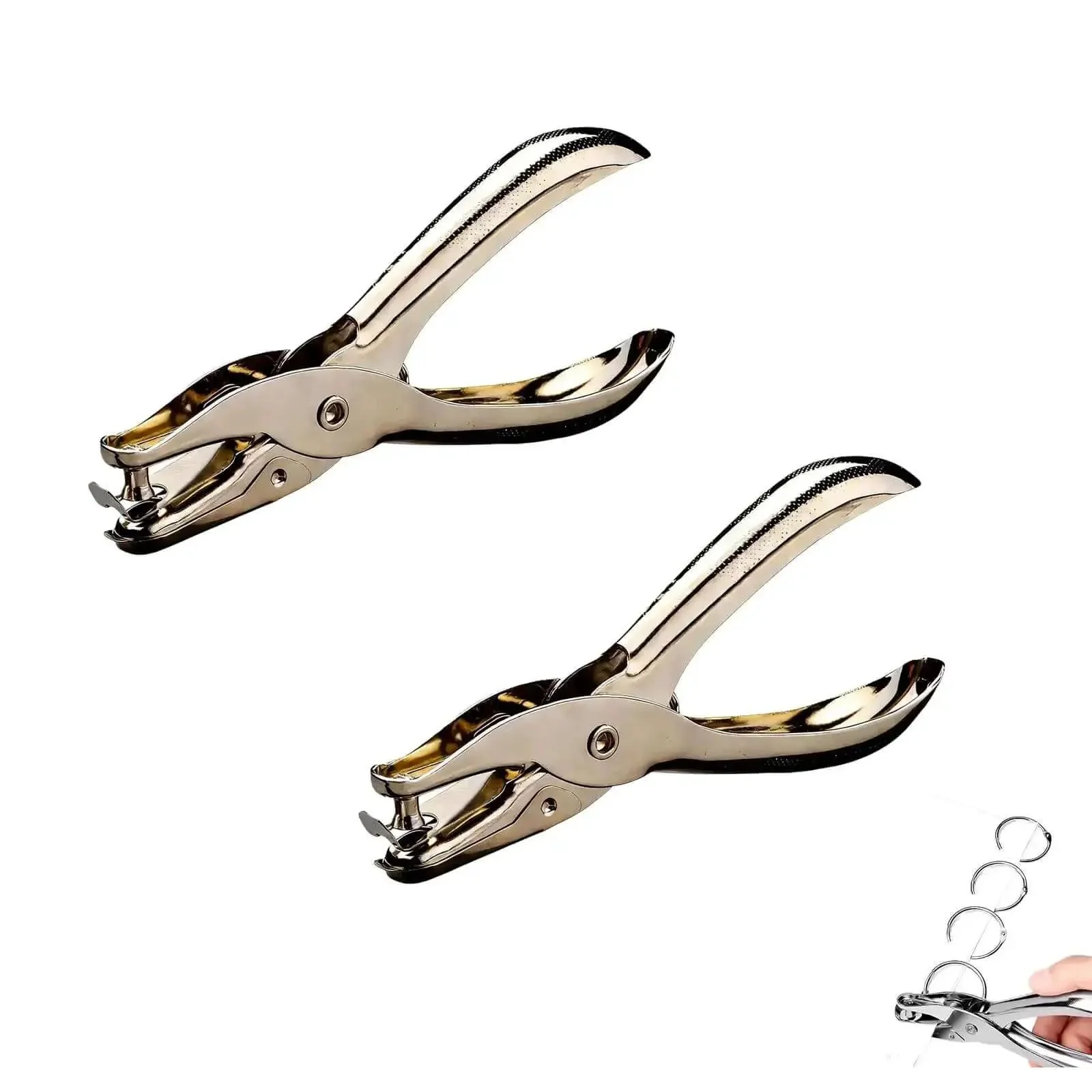 Two Pack Single Hole Puncher Metal Craft Hole Punch For Scrapbooking And Tickets 6 mm Hole Diameter Punches Up To 8 Sheets Ergonomic One Hand Use No Fuss Tool For Card Making And DIY Projects