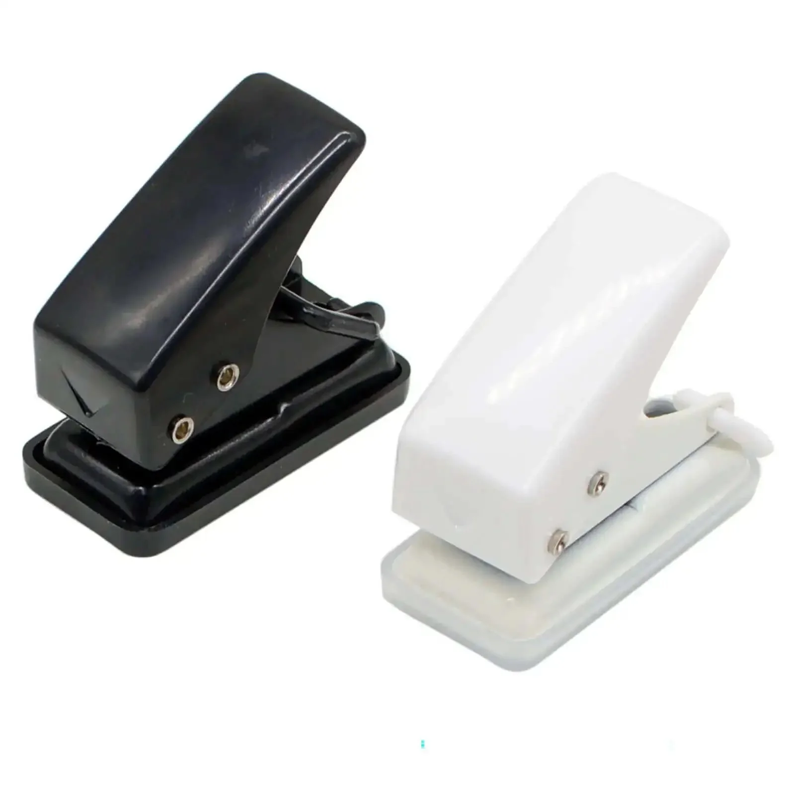 Two Pack Small Black And White One Quarter Inch Circle Hole Punch Handheld Tool For Paper And Leather Craft Clean Cut Mess Free Grab And Go Portable Easy To Use Durable Metal For Long Lasting Use Punches Through About Ten Sheets Of Paper Or Leather