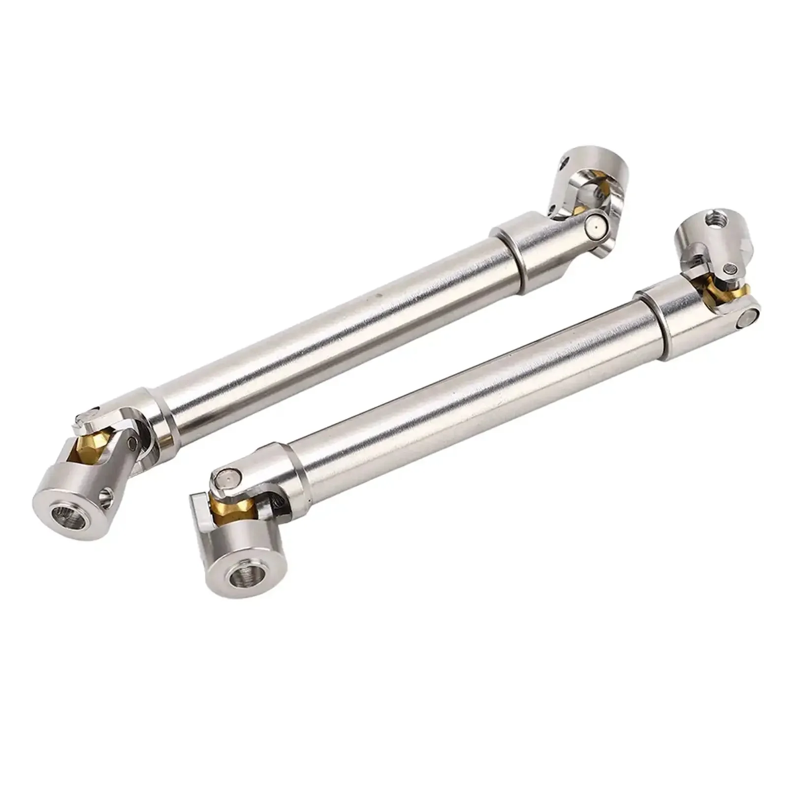 Two Pack Stainless Steel M4 RC Drive Shafts For One Tenth Scale Crawler Upgrades Universal Round Brass Ball Joint Beefed Up Low Noise High Torque Spline Design 113mm Length Fits SCX10 II And Similar Rigs - Image 2