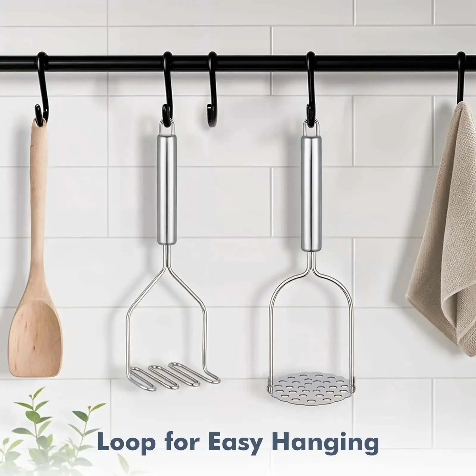 Two Pack Stainless Steel Potato Masher Set With Zigzag Wire And Flower Shaped Hole Heads, Versatile Kitchen Tool For Mashing Potatoes, Avocado, Beans, Salads, Veggies, Fruit And Ground Beef - Image 3