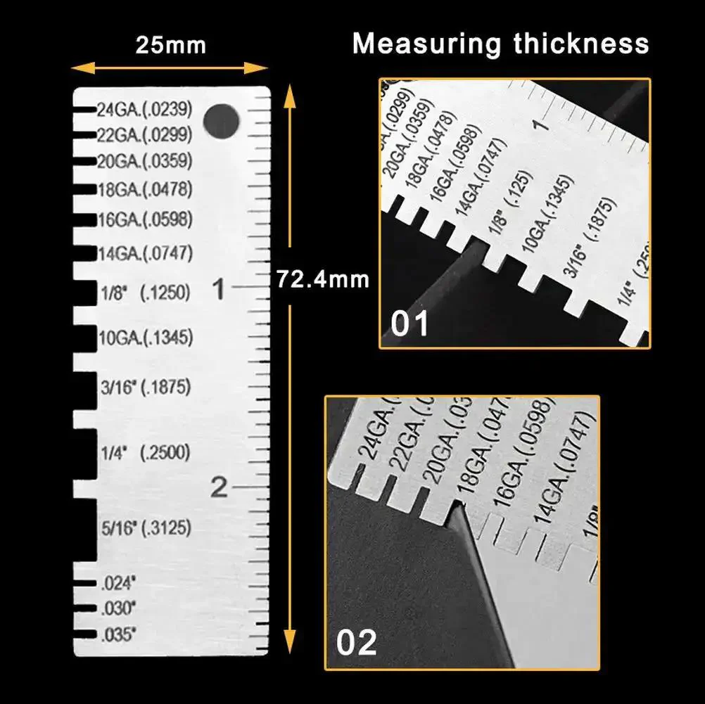 Two Pack Stainless Steel Thickness Gauges, Wire Gauge Measuring Tool Set For Wires, Sheets, And Cables, Dual Sided Round Gauge And Metal Sheet Gauge, Rust Resistant, Easy Readout, Ideal For Welding And Fabrication - Image 6