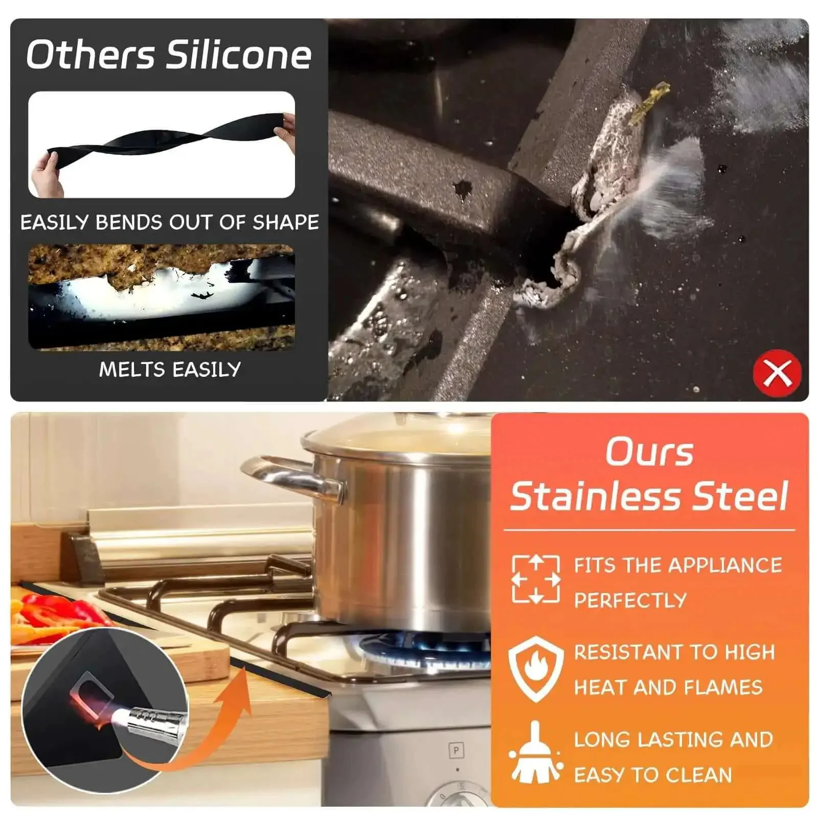 Two Pack Stove Gap Covers, Adjustable From 13.8 To 27.5 Inches, Heat Resistant And Easy Clean Gap Filler For Between Stove And Counter, Kitchen Range Trim Kit, Stops Crumbs And Gunk, Keeps Surfaces Sleek And Seamless - Image 5