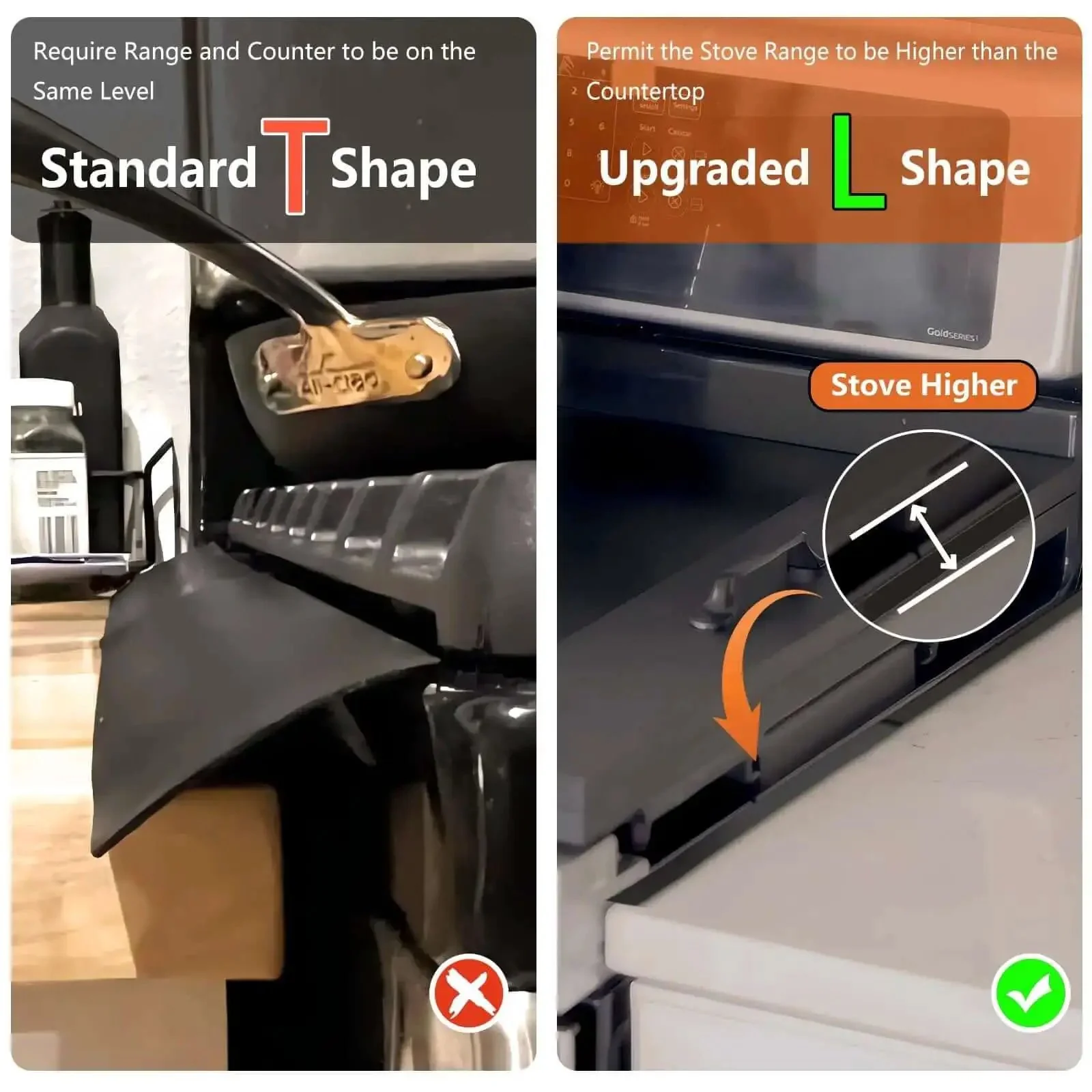 Two Pack Stove Gap Covers, Adjustable From 13.8 To 27.5 Inches, Heat Resistant And Easy Clean Gap Filler For Between Stove And Counter, Kitchen Range Trim Kit, Stops Crumbs And Gunk, Keeps Surfaces Sleek And Seamless - Image 6