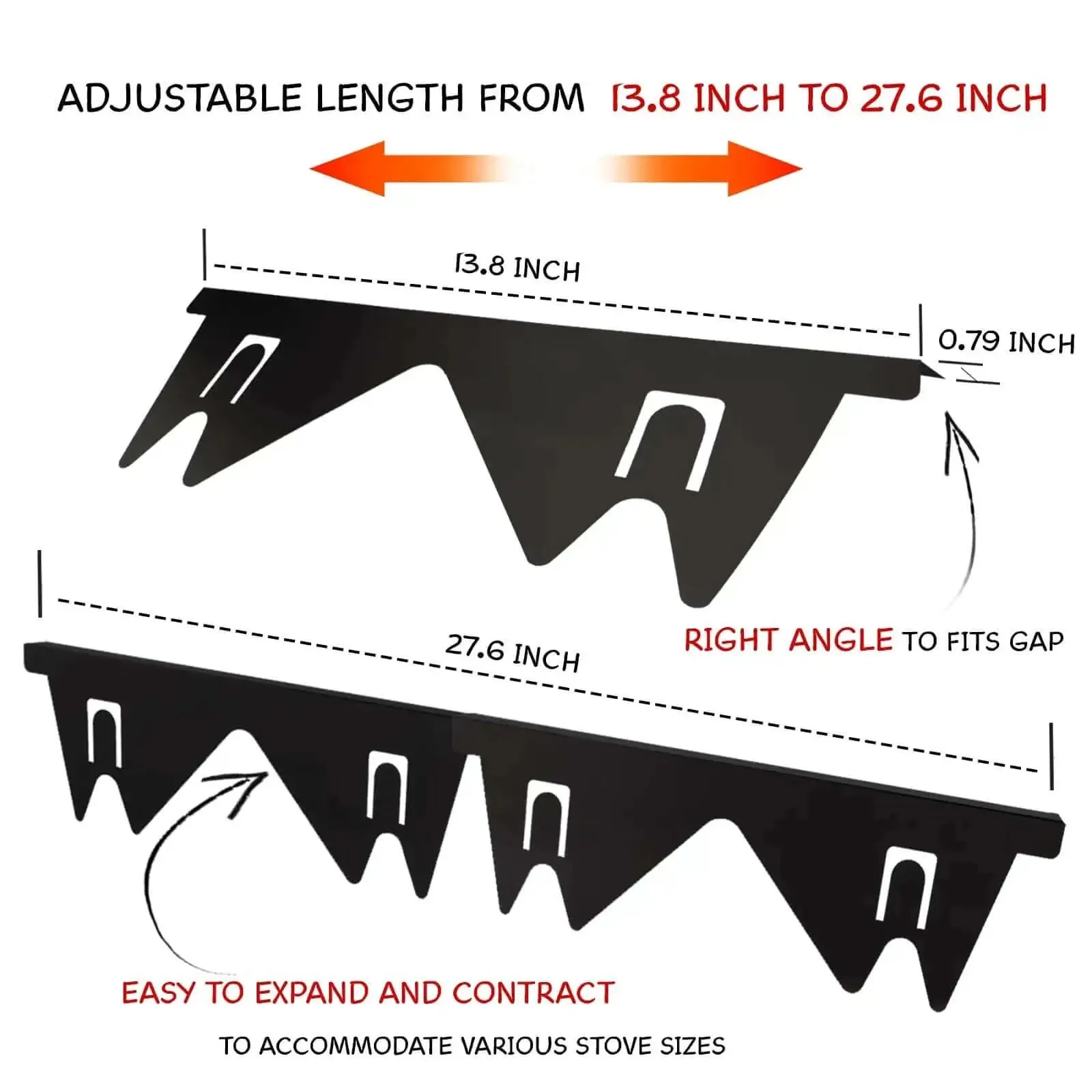 Two Pack Stove Gap Covers, Adjustable From 13.8 To 27.5 Inches, Heat Resistant And Easy Clean Gap Filler For Between Stove And Counter, Kitchen Range Trim Kit, Stops Crumbs And Gunk, Keeps Surfaces Sleek And Seamless - Image 7